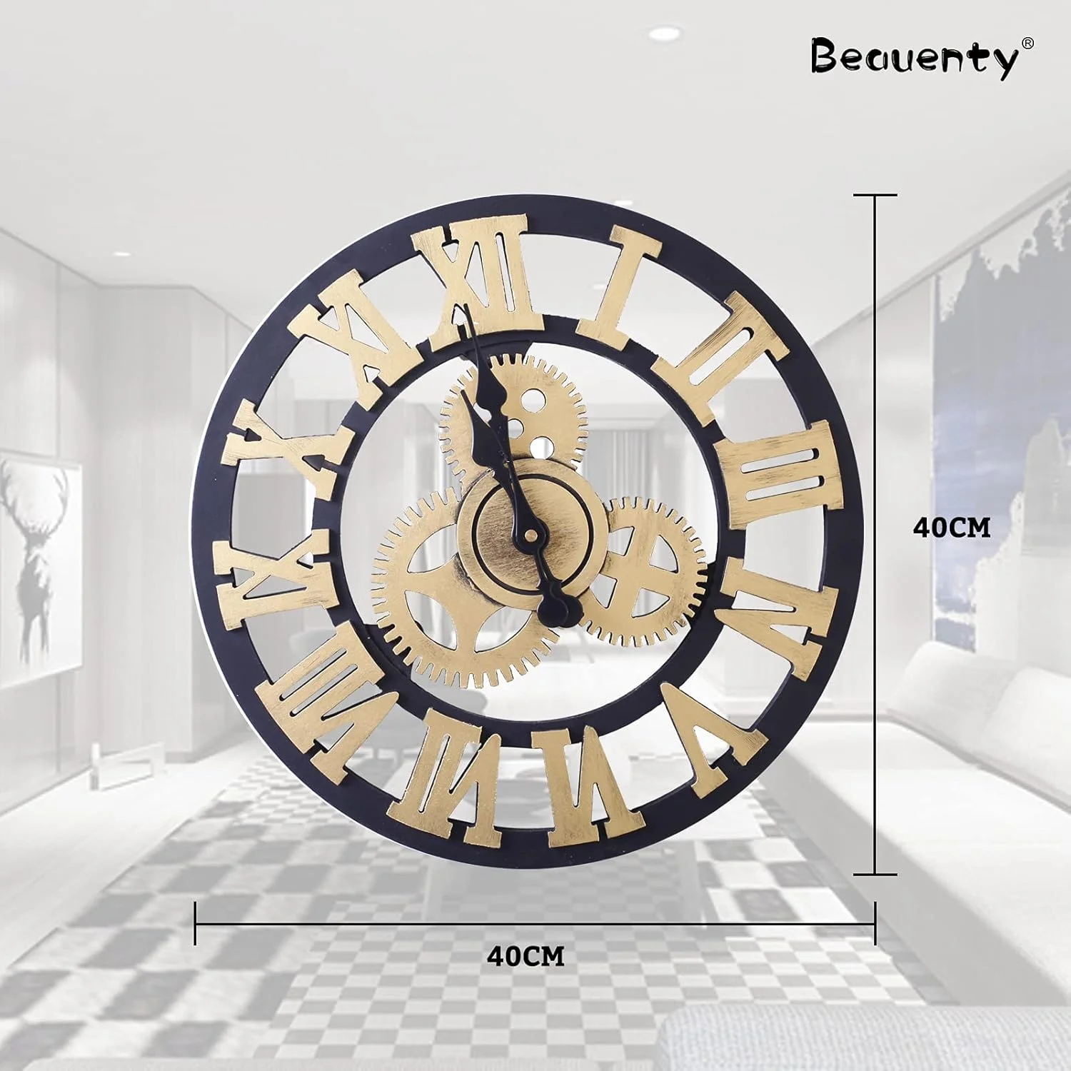 ساعت دیواری کلاسیک وینتیج Beauenty 40 سانتیمتری، ساعت دنده ای سه بعدی بی صدا، دکوراسیون سبک اروپایی اعداد رومی دکوراتیو روستیک اتاق نشیمن (C2) ساعت دیواری کلاسیک وینتیج Beauenty 40 سانتیمتری، ساعت دنده ای سه بعدی بی صدا، دکوراسیون سبک اروپایی اعداد رومی دکوراتیو روستیک اتاق نشیمن (C2)