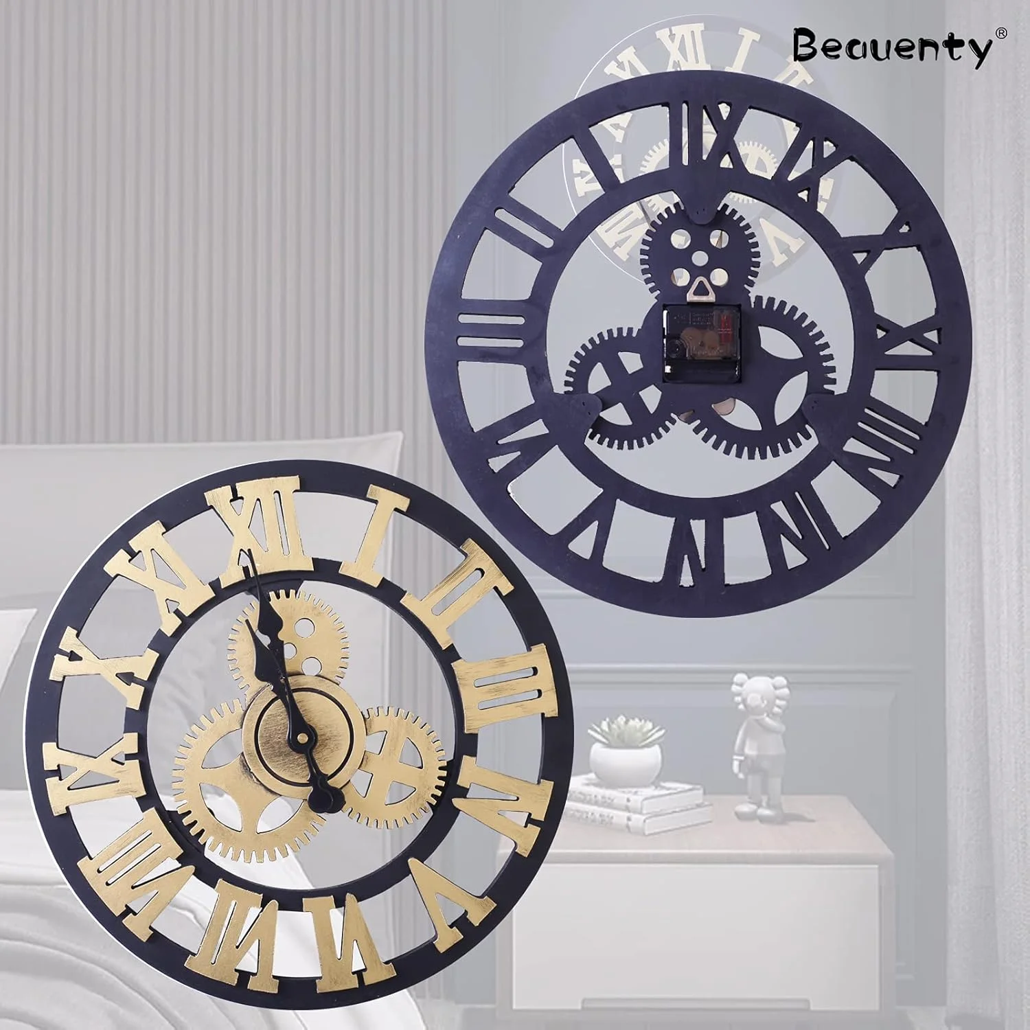 ساعت دیواری کلاسیک وینتیج Beauenty 40 سانتیمتری، ساعت دنده ای سه بعدی بی صدا، دکوراسیون سبک اروپایی اعداد رومی دکوراتیو روستیک اتاق نشیمن (C2) ساعت دیواری کلاسیک وینتیج Beauenty 40 سانتیمتری، ساعت دنده ای سه بعدی بی صدا، دکوراسیون سبک اروپایی اعداد رومی دکوراتیو روستیک اتاق نشیمن (C2)