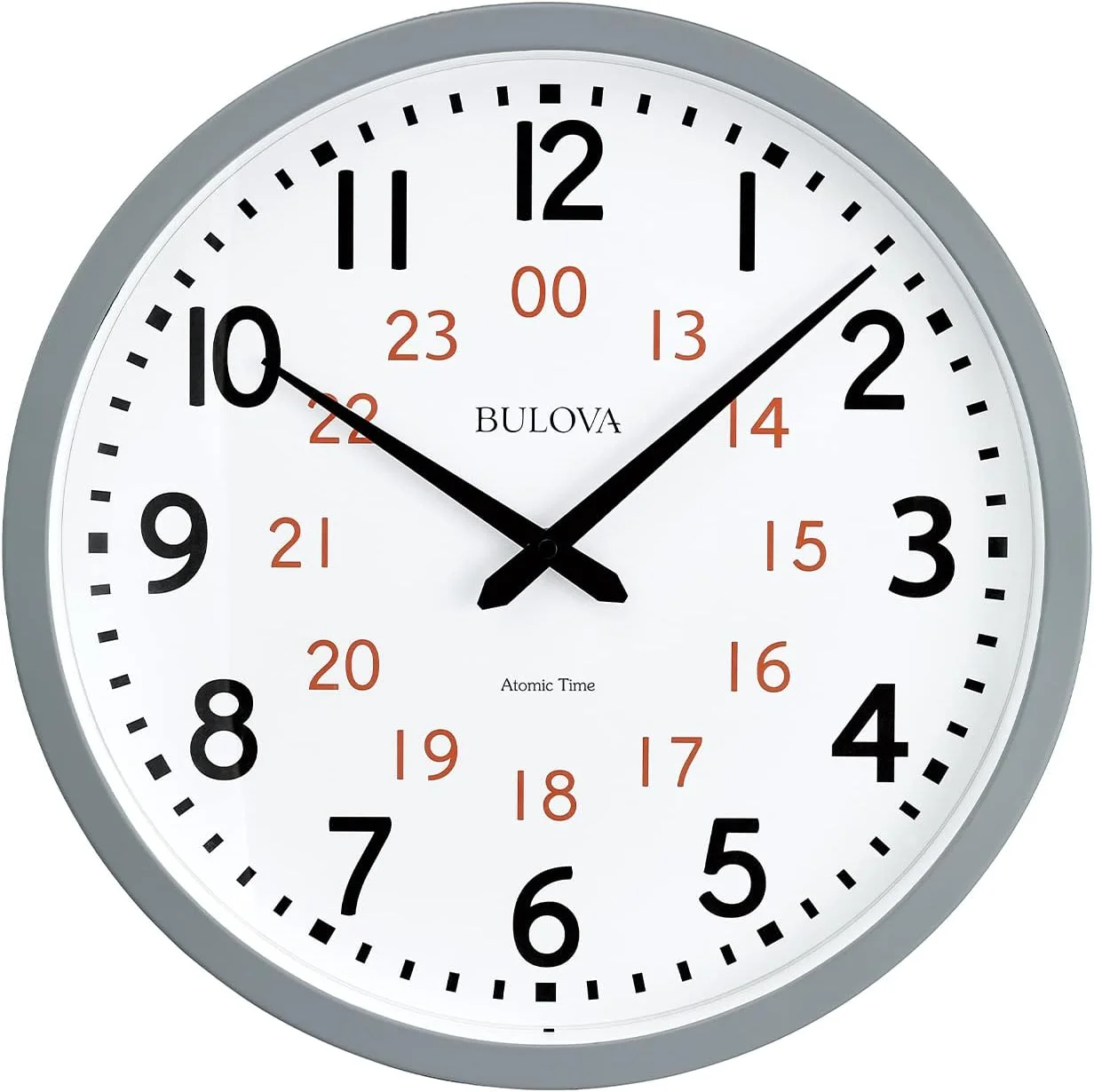ساعت دیواری آنالوگ اتمی Bulova مدل C5003، زمان اتمی 1، تنظیم خودکار، باتری کوارتز