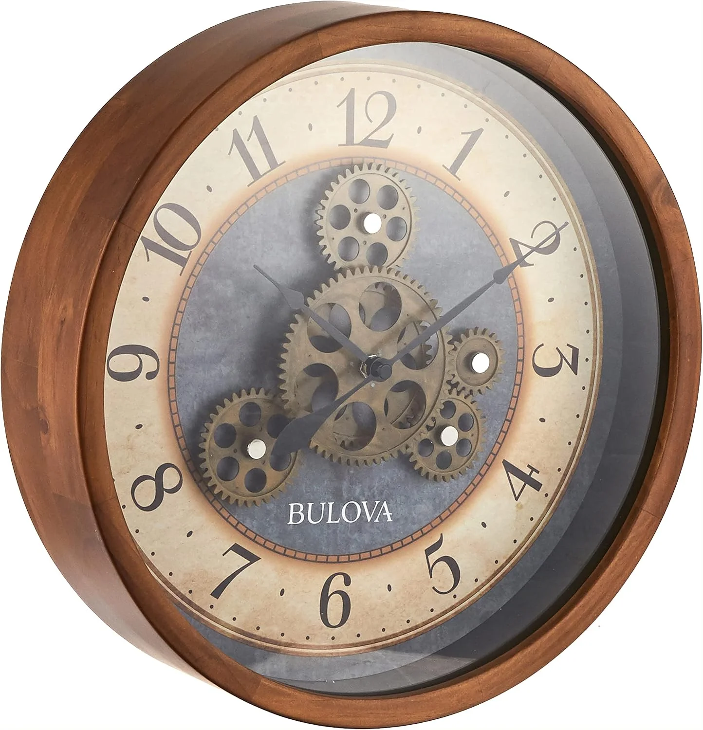 ساعت دیواری Bulova C4835 Gears in Motion، 12.8 اینچ، گیلاسی قهوه ای