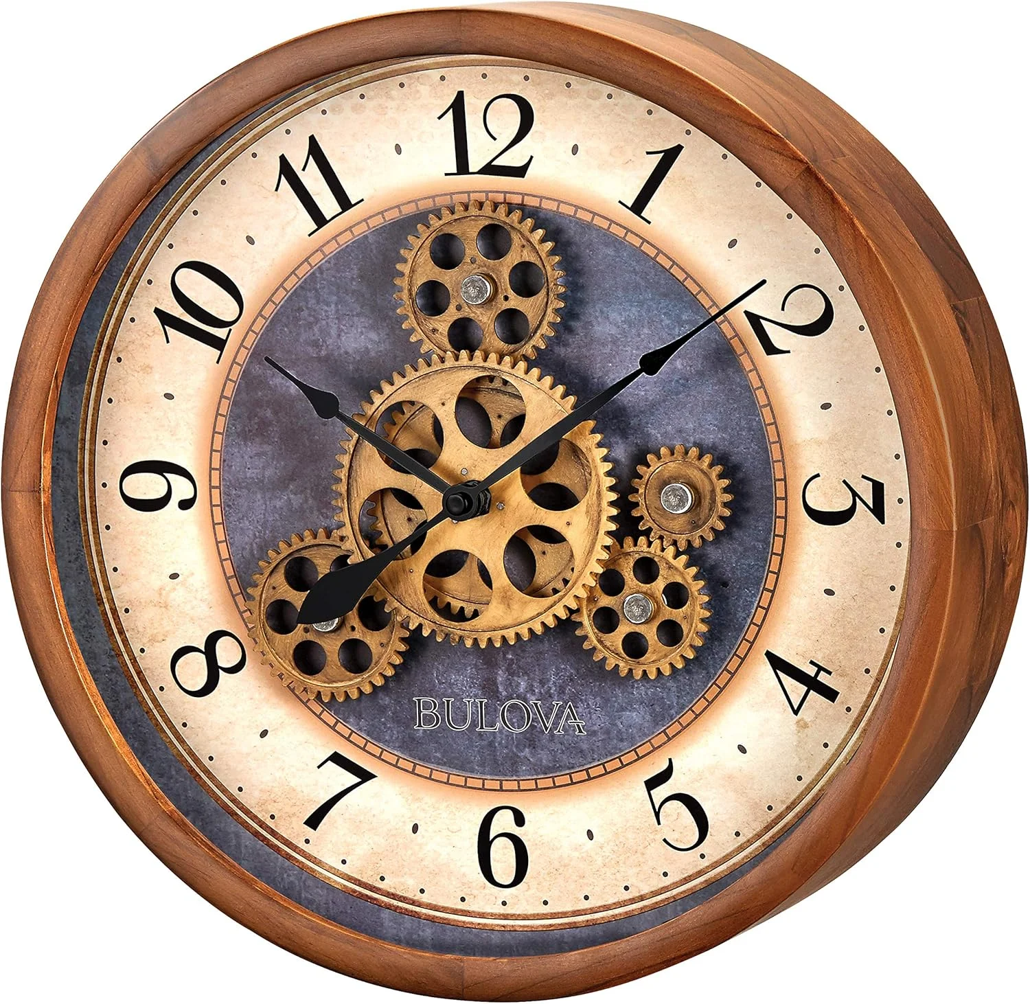 ساعت دیواری Bulova C4835 Gears in Motion، 12.8 اینچ، گیلاسی قهوه ای ساعت دیواری Bulova C4835 Gears in Motion، 12.8 اینچ، گیلاسی قهوه ای