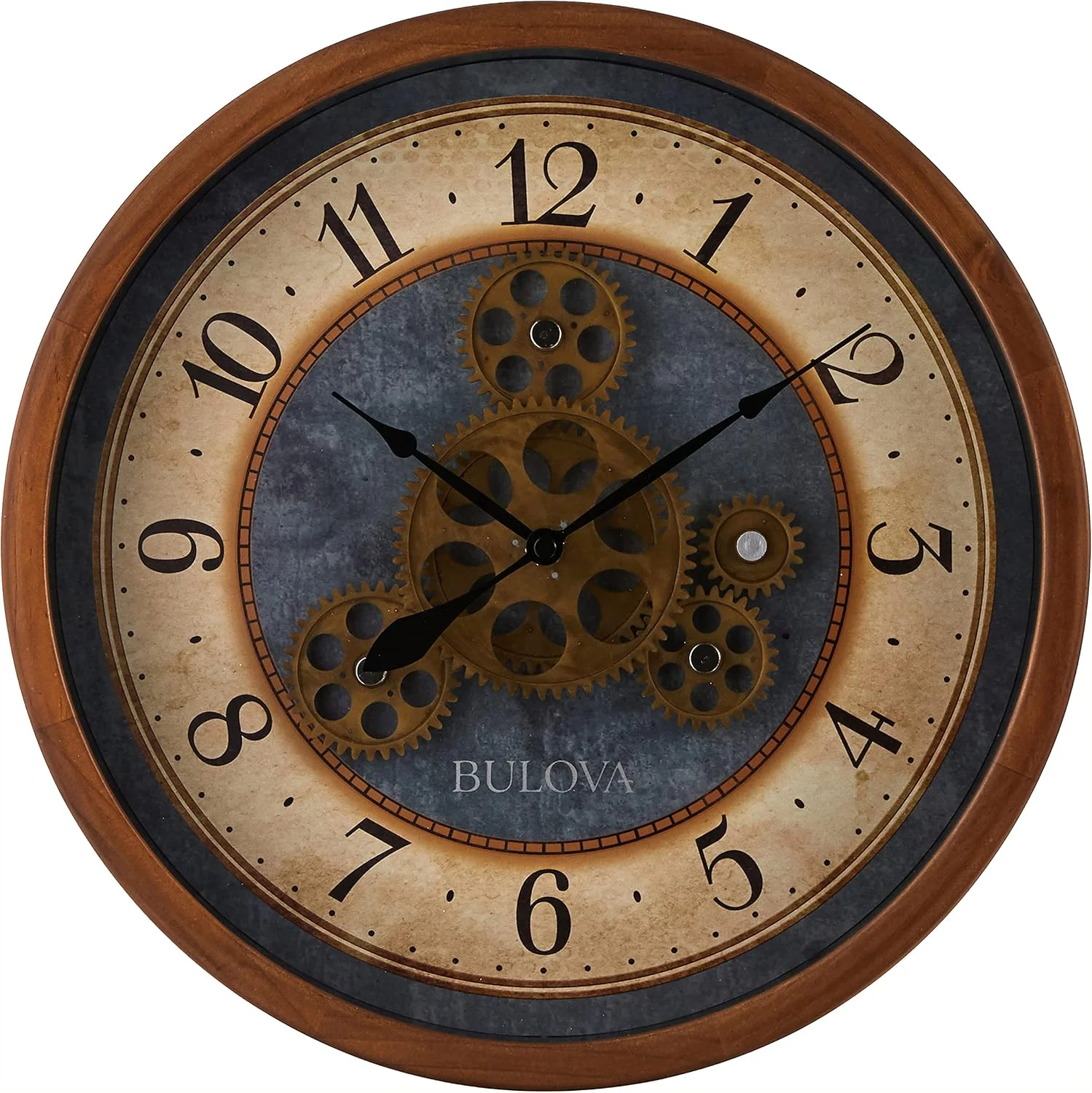 ساعت دیواری Bulova C4835 Gears in Motion، 12.8 اینچ، گیلاسی قهوه ای ساعت دیواری Bulova C4835 Gears in Motion، 12.8 اینچ، گیلاسی قهوه ای
