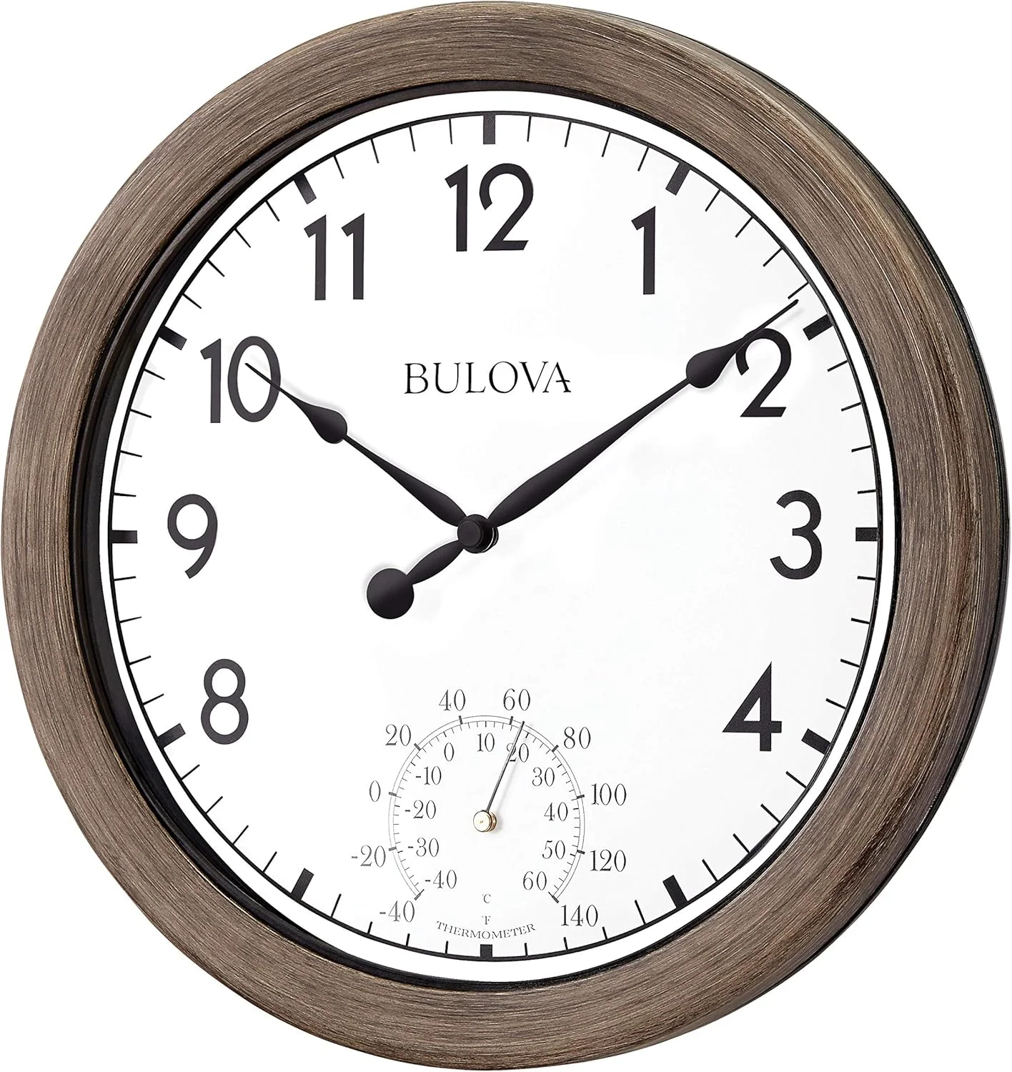 ساعت دیواری داخلی/خارجی بولوا مدل Patio Time، سایز 10.25 اینچ، با روکش راتان ساعت دیواری داخلی/خارجی بولوا مدل Patio Time، سایز 10.25 اینچ، با روکش راتان