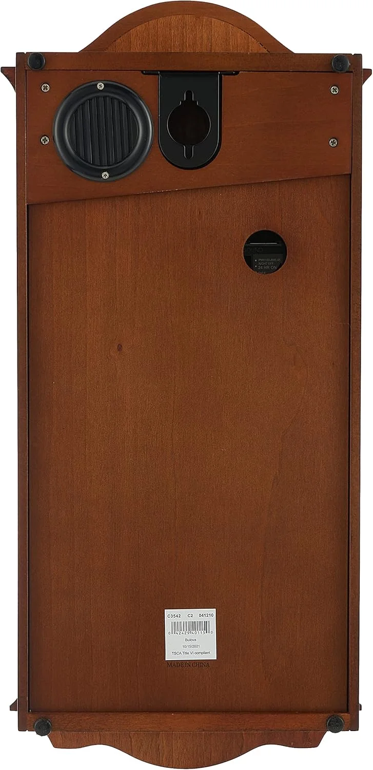 ساعت دیواری چوبی زنگ دار آنالوگ بولوا مدل C3542 Cranbrook، قهوه ای