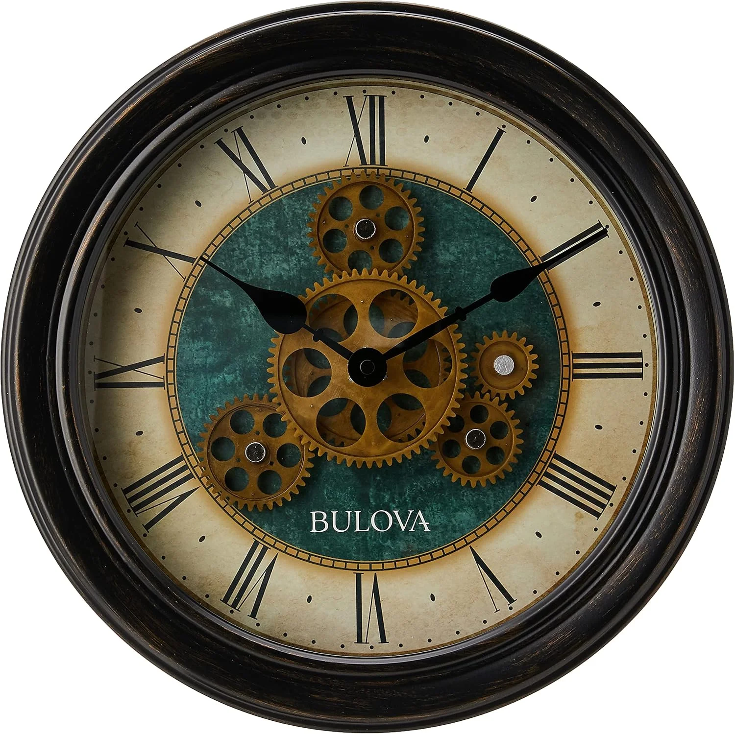 ساعت دیواری صنعتی Bulova، 12.8 اینچ، مشکی کهنه ساعت دیواری صنعتی Bulova، 12.8 اینچ، مشکی کهنه