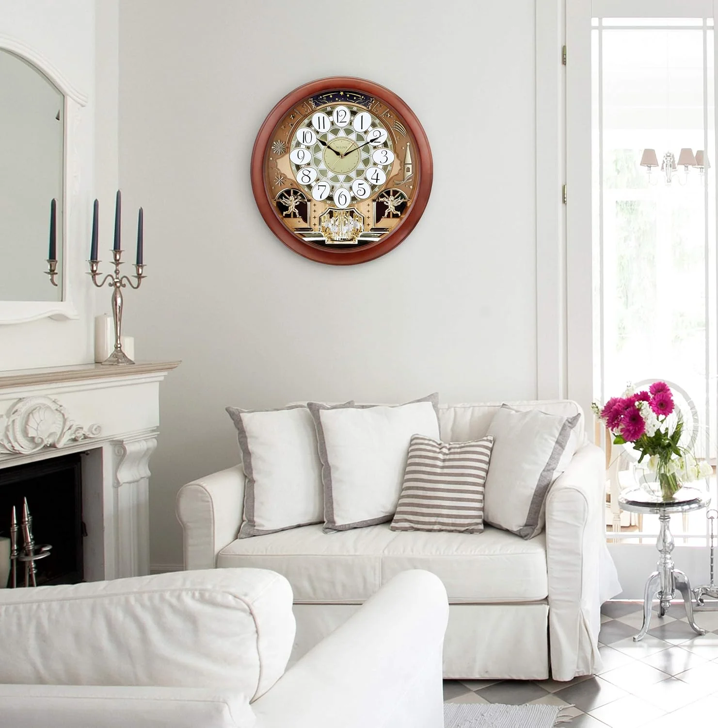 ساعت دیواری پاندول دار موزیکال بولوا مدل Dancing Tune Strike & Chime، گیلاسی قهوه ای ساعت دیواری پاندول دار موزیکال بولوا مدل Dancing Tune Strike & Chime، گیلاسی قهوه ای