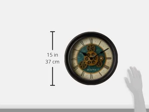 ساعت دیواری صنعتی Bulova، 12.8 اینچ، مشکی کهنه ساعت دیواری صنعتی Bulova، 12.8 اینچ، مشکی کهنه