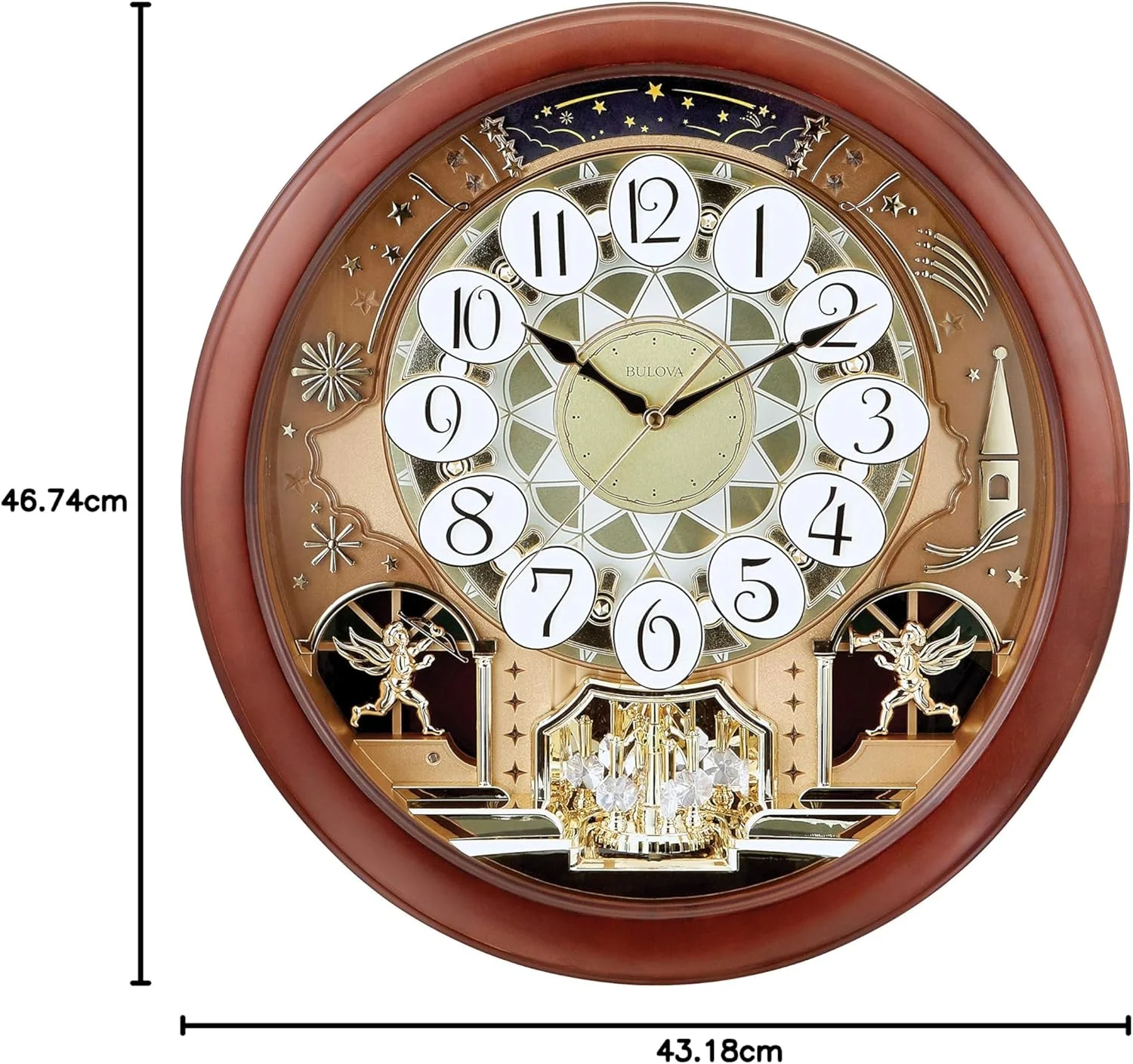 ساعت دیواری پاندول دار موزیکال بولوا مدل Dancing Tune Strike & Chime، گیلاسی قهوه ای ساعت دیواری پاندول دار موزیکال بولوا مدل Dancing Tune Strike & Chime، گیلاسی قهوه ای