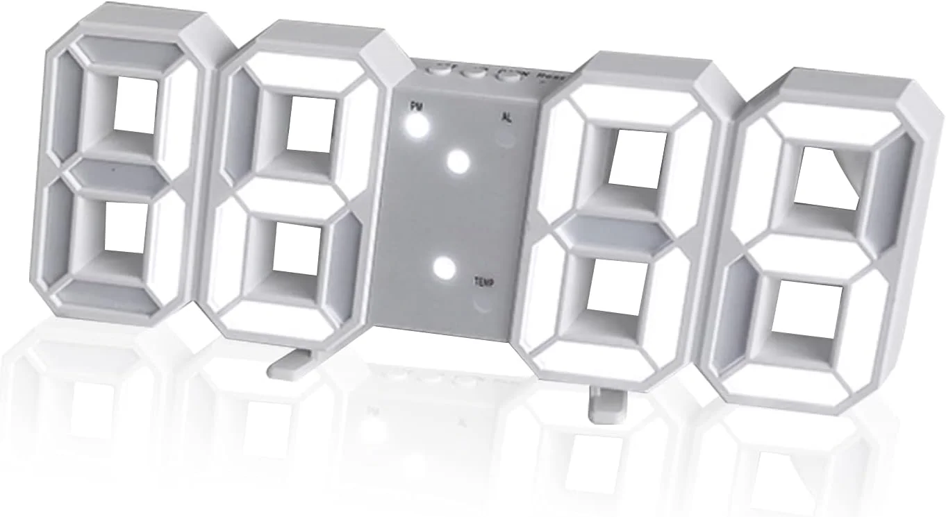 ساعت دیواری دیجیتال LED سه بعدی DAYONG، ساعت رومیزی، ساعت زنگ دار، چراغ خواب برای اتاق نشیمن منزل و دفتر کار