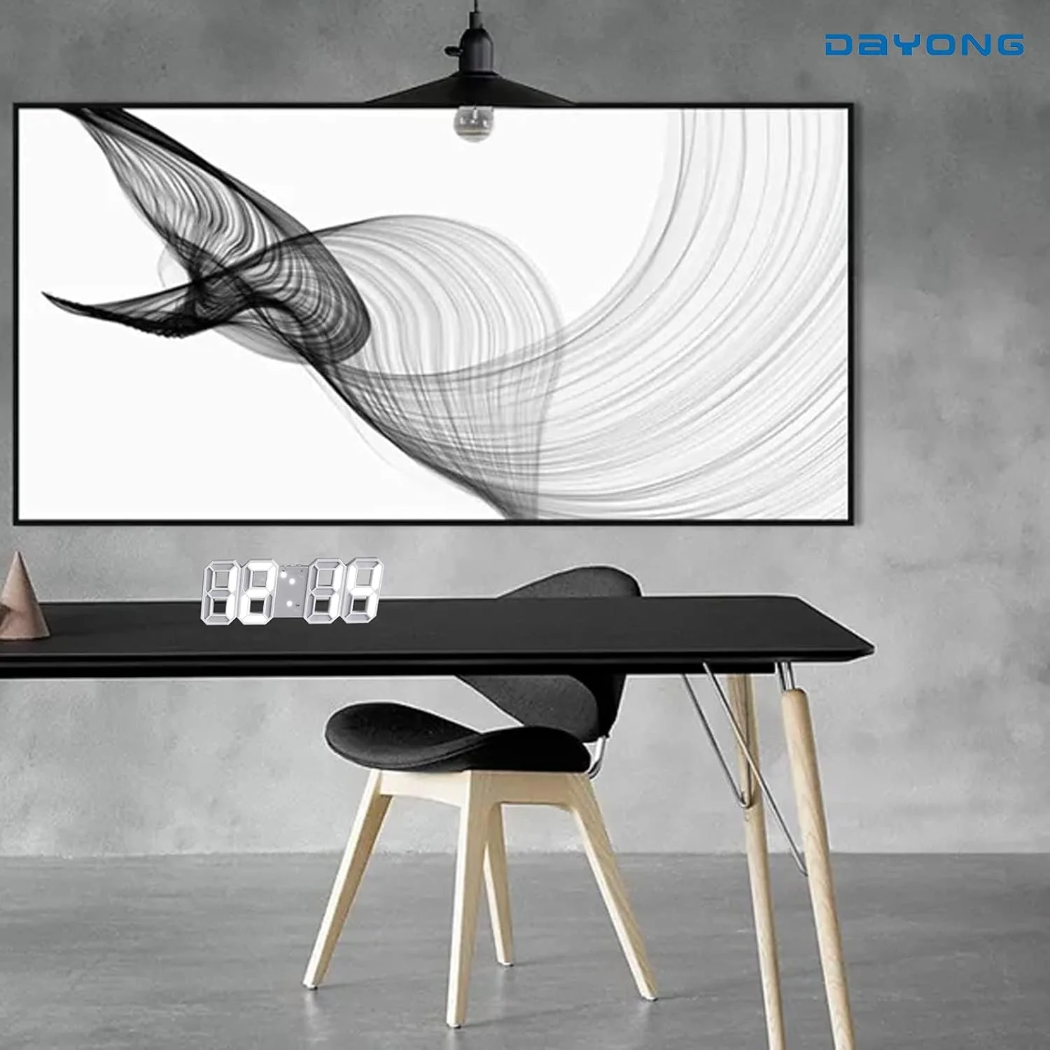ساعت دیواری دیجیتال LED سه بعدی DAYONG، ساعت رومیزی، ساعت زنگ دار، چراغ خواب برای اتاق نشیمن منزل و دفتر کار ساعت دیواری دیجیتال LED سه بعدی DAYONG، ساعت رومیزی، ساعت زنگ دار، چراغ خواب برای اتاق نشیمن منزل و دفتر کار