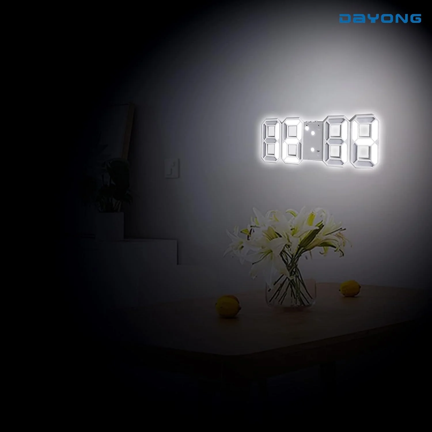 ساعت دیواری دیجیتال LED سه بعدی DAYONG، ساعت رومیزی، ساعت زنگ دار، چراغ خواب برای اتاق نشیمن منزل و دفتر کار ساعت دیواری دیجیتال LED سه بعدی DAYONG، ساعت رومیزی، ساعت زنگ دار، چراغ خواب برای اتاق نشیمن منزل و دفتر کار