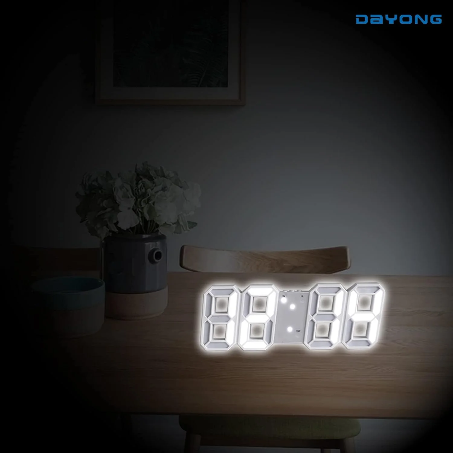 ساعت دیواری دیجیتال LED سه بعدی DAYONG، ساعت رومیزی، ساعت زنگ دار، چراغ خواب برای اتاق نشیمن منزل و دفتر کار ساعت دیواری دیجیتال LED سه بعدی DAYONG، ساعت رومیزی، ساعت زنگ دار، چراغ خواب برای اتاق نشیمن منزل و دفتر کار