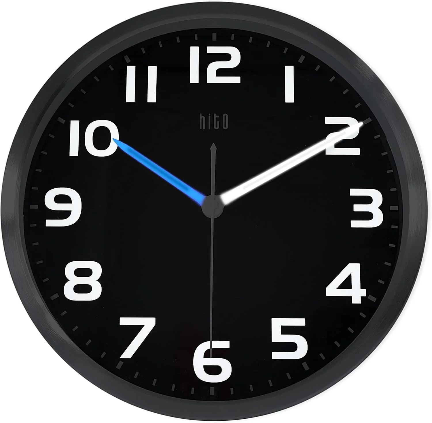 ساعت دیواری شب نما HITO با قطر 12 اینچ، مناسب اتاق خواب، بی صدا، با باتری، برای دکوراسیون اتاق نشیمن، روشنایی قابل تنظیم، قاب فلزی، پوشش شیشه ای (عقربه ها + اعداد روشن می شوند) ساعت دیواری شب نما HITO با قطر 12 اینچ، مناسب اتاق خواب، بی صدا، با باتری، برای دکوراسیون اتاق نشیمن، روشنایی قابل تنظیم، قاب فلزی، پوشش شیشه ای (عقربه ها + اعداد روشن می شوند)