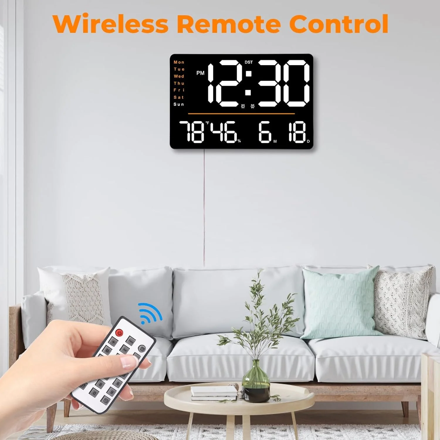 ساعت دیواری دیجیتال بزرگ KASTWAVE، با کنترل از راه دور، ساعت دیواری LED با صفحه نمایش بزرگ 15.6 اینچی، با نمایش روز/تاریخ/دما/رطوبت، کم نور شدن خودکار، تایمر، برای دکوراسیون اتاق نشیمن/باشگاه ورزشی/فروشگاه/انبار/دفتر ساعت دیواری دیجیتال بزرگ KASTWAVE، با کنترل از راه دور، ساعت دیواری LED با صفحه نمایش بزرگ 15.6 اینچی، با نمایش روز/تاریخ/دما/رطوبت، کم نور شدن خودکار، تایمر، برای دکوراسیون اتاق نشیمن/باشگاه ورزشی/فروشگاه/انبار/دفتر