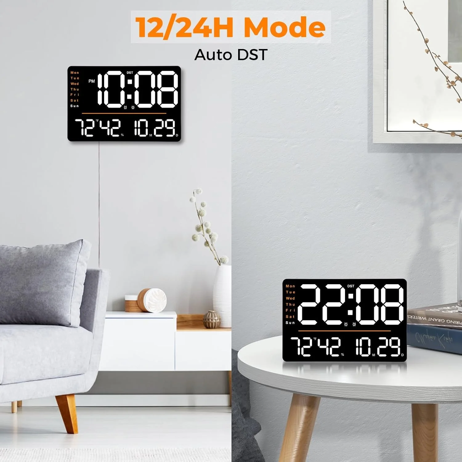 ساعت دیواری دیجیتال بزرگ KASTWAVE، با کنترل از راه دور، ساعت دیواری LED با صفحه نمایش بزرگ 15.6 اینچی، با نمایش روز/تاریخ/دما/رطوبت، کم نور شدن خودکار، تایمر، برای دکوراسیون اتاق نشیمن/باشگاه ورزشی/فروشگاه/انبار/دفتر ساعت دیواری دیجیتال بزرگ KASTWAVE، با کنترل از راه دور، ساعت دیواری LED با صفحه نمایش بزرگ 15.6 اینچی، با نمایش روز/تاریخ/دما/رطوبت، کم نور شدن خودکار، تایمر، برای دکوراسیون اتاق نشیمن/باشگاه ورزشی/فروشگاه/انبار/دفتر