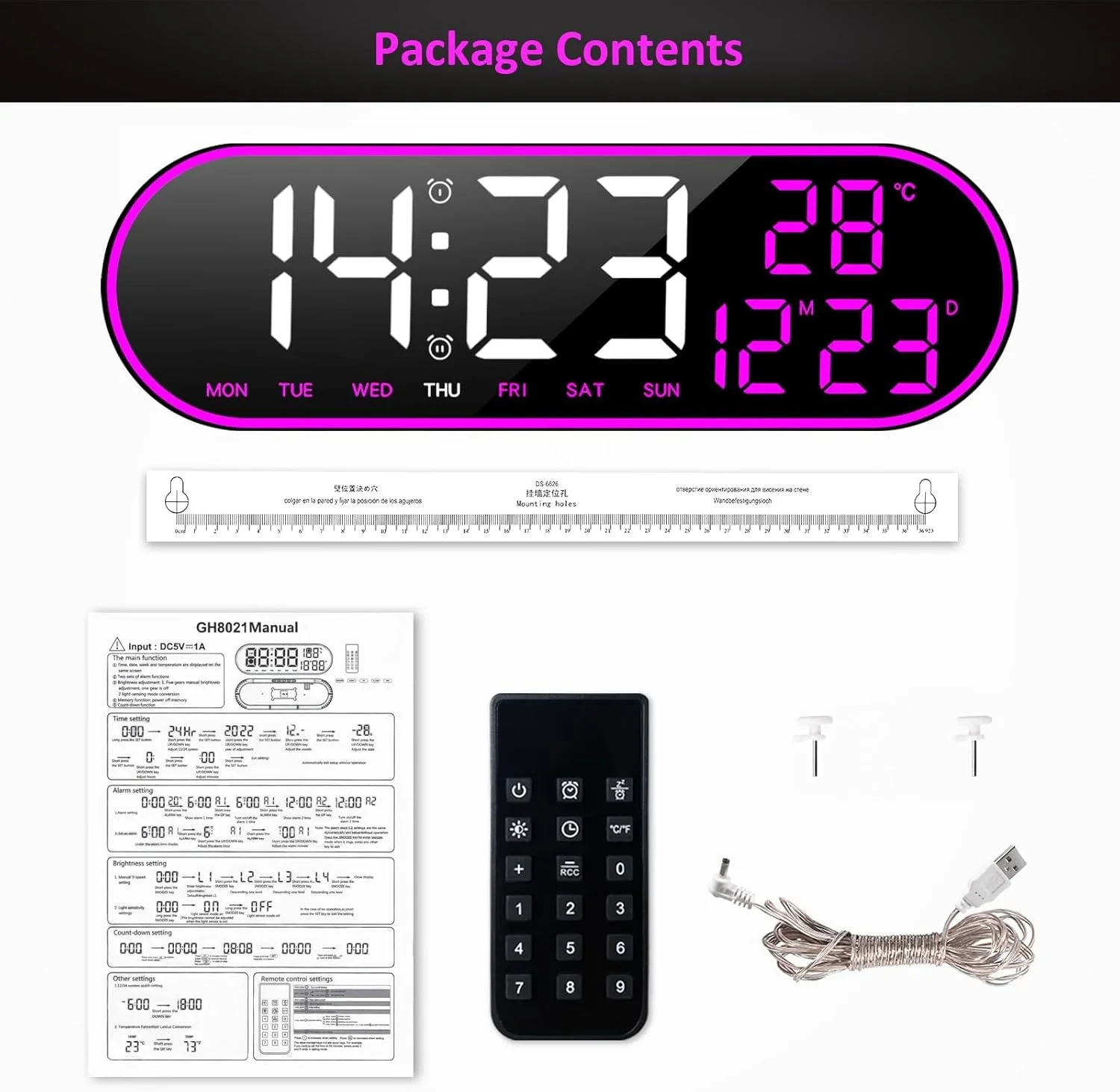 ساعت دیواری دیجیتال بزرگ 15 اینچی KASTWAVE، ساعت LED با نمایش زمان، تاریخ، دما و روز هفته، ساعت دیواری با تایمر و فرمت 12/24 ساعته و قابلیت تنظیم خودکار نور برای اتاق نشیمن/کلاس درس/باشگاه ورزشی/کلیسا/فروشگاه/گاراژ ساعت دیواری دیجیتال بزرگ 15 اینچی KASTWAVE، ساعت LED با نمایش زمان، تاریخ، دما و روز هفته، ساعت دیواری با تایمر و فرمت 12/24 ساعته و قابلیت تنظیم خودکار نور برای اتاق نشیمن/کلاس درس/باشگاه ورزشی/کلیسا/فروشگاه/گاراژ