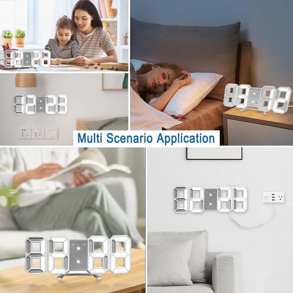 ساعت زنگ دار دیجیتال Necomi، ساعت دیواری LED سه بعدی با روشنایی خودکار، ساعت زنگ دار رومیزی با نور شب LED، نمایش زمان 12/24 ساعته، نمایش تاریخ و دما برای دکوراسیون مدرن منزل ساعت زنگ دار دیجیتال Necomi، ساعت دیواری LED سه بعدی با روشنایی خودکار، ساعت زنگ دار رومیزی با نور شب LED، نمایش زمان 12/24 ساعته، نمایش تاریخ و دما برای دکوراسیون مدرن منزل