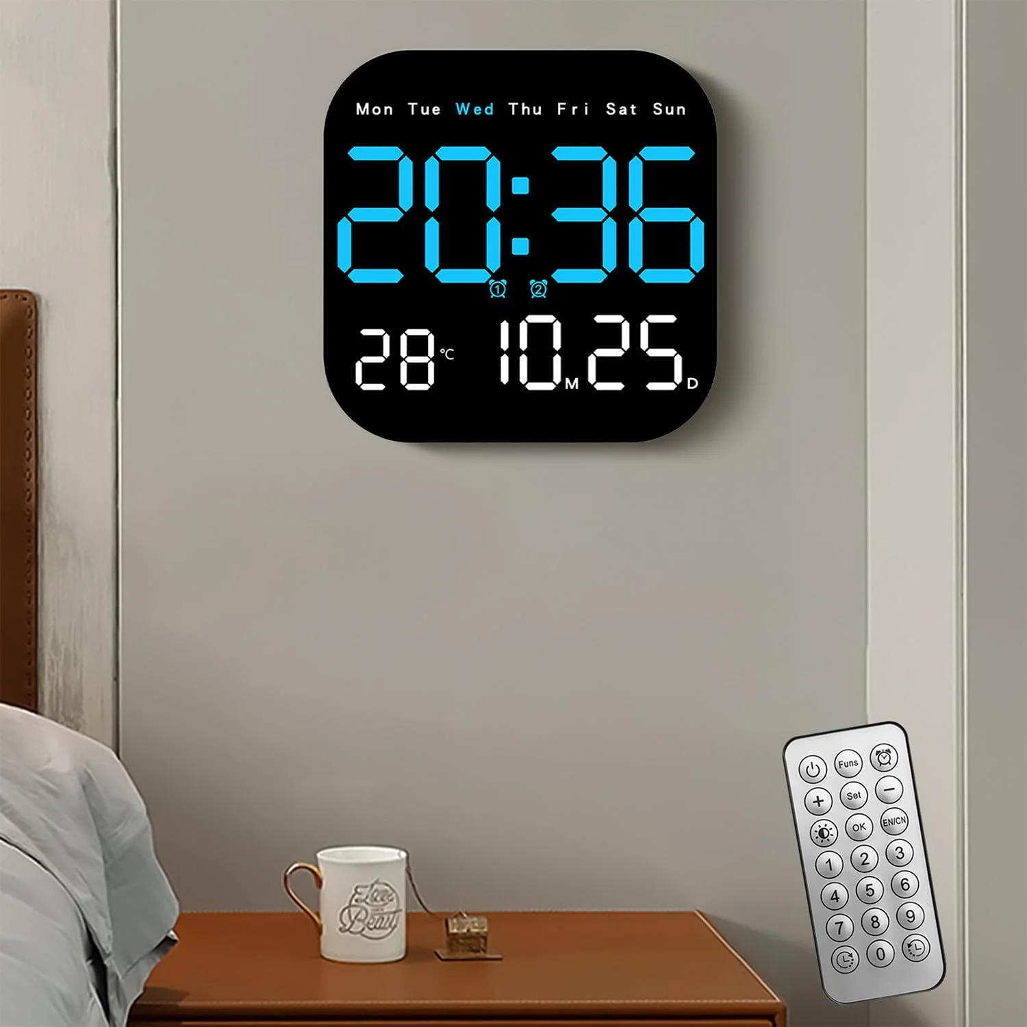 ساعت دیجیتال Necomi، ساعت دیواری بزرگ 9 اینچی، تایمر شمارش معکوس با ریموت، زنگ هشدار، دما، روشنایی قابل تنظیم، 12/24 ساعته، DST برای خانه، دفتر، سالمندان، اتاق خواب، اتاق نشیمن، کلاس درس - ساعة حائط ساعت دیجیتال Necomi، ساعت دیواری بزرگ 9 اینچی، تایمر شمارش معکوس با ریموت، زنگ هشدار، دما، روشنایی قابل تنظیم، 12/24 ساعته، DST برای خانه، دفتر، سالمندان، اتاق خواب، اتاق نشیمن، کلاس درس - ساعة حائط