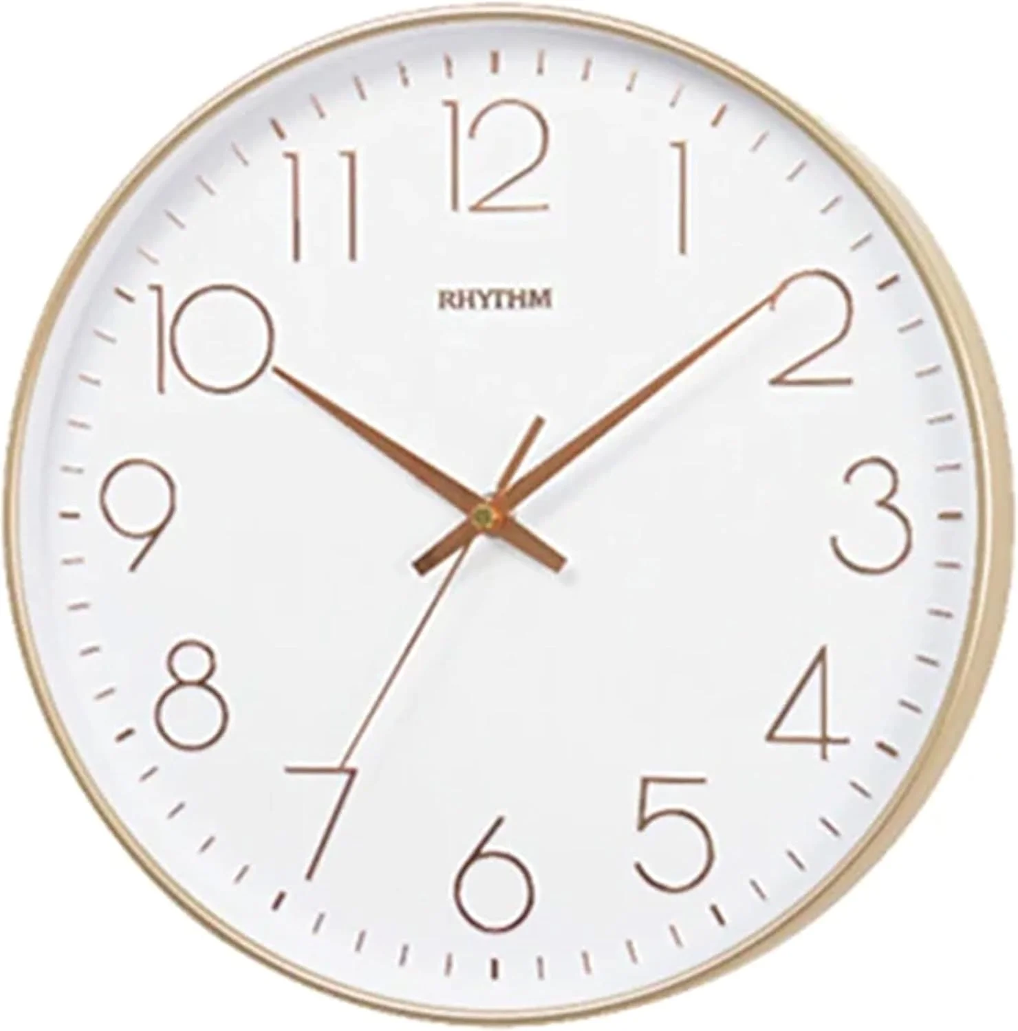 ساعت دیواری آنالوگ گرد روانگرد بی صدا ریتم با روکش رزگلد و سفید ساعت دیواری آنالوگ گرد روانگرد بی صدا ریتم با روکش رزگلد و سفید