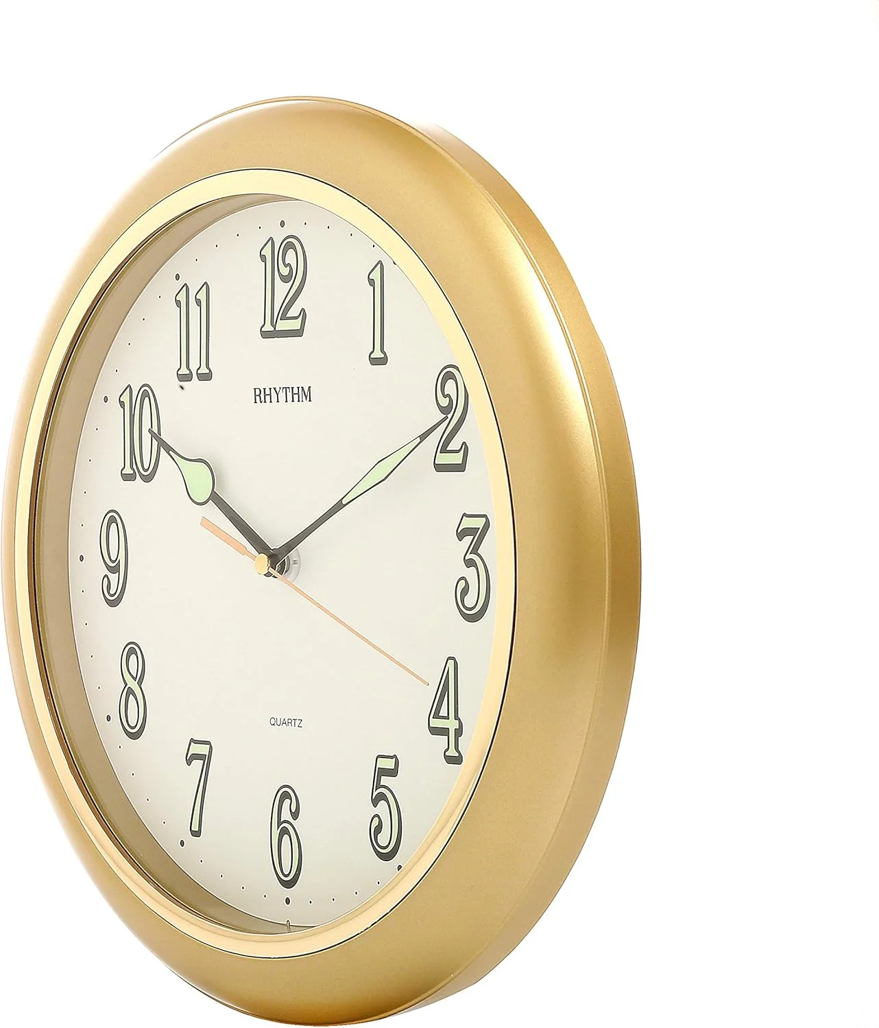 ساعت دیواری پلاستیکی ریتم (31 x 31 x 4.5 سانتی متر، طلایی)