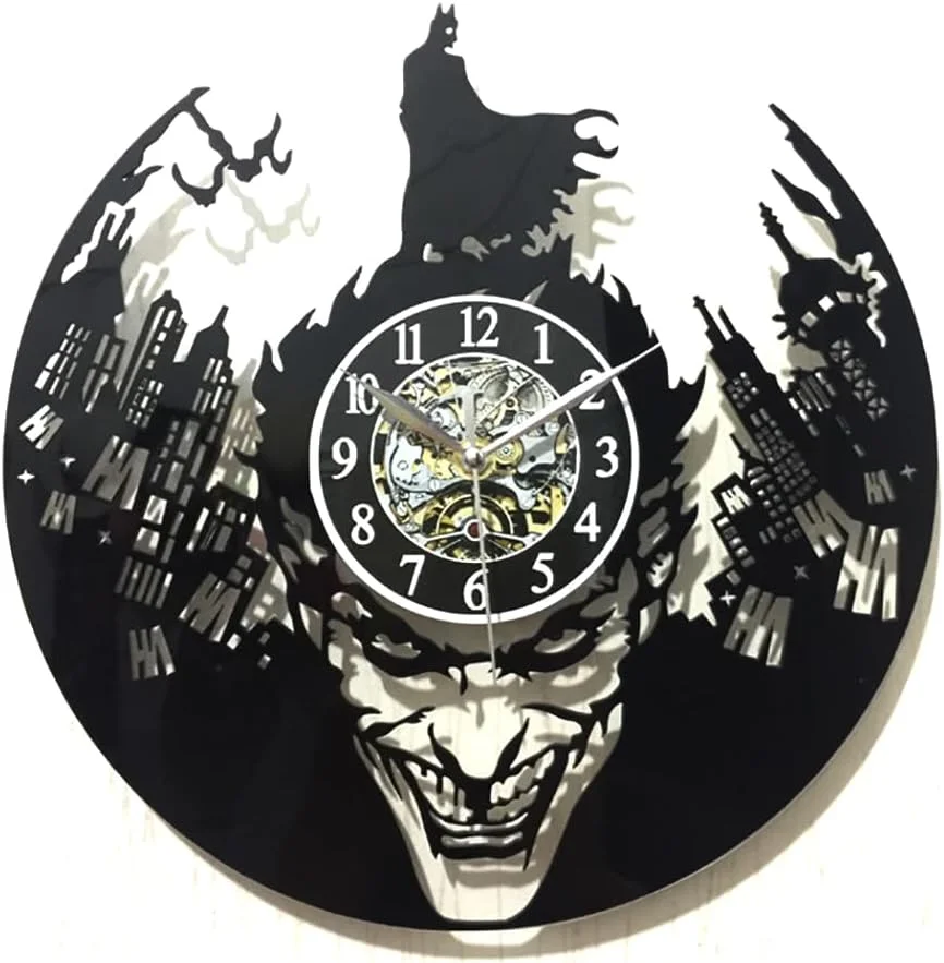 ساعت دیواری روبیک 12 اینچی، ساعت تزئینی بزرگ گرد طرح شهر بتمن و جوکر از جنس وینیل برای دکوراسیون اتاق نشیمن، آشپزخانه، اتاق خواب و دفتر کار - مشکی ساعت دیواری روبیک 12 اینچی، ساعت تزئینی بزرگ گرد طرح شهر بتمن و جوکر از جنس وینیل برای دکوراسیون اتاق نشیمن، آشپزخانه، اتاق خواب و دفتر کار - مشکی
