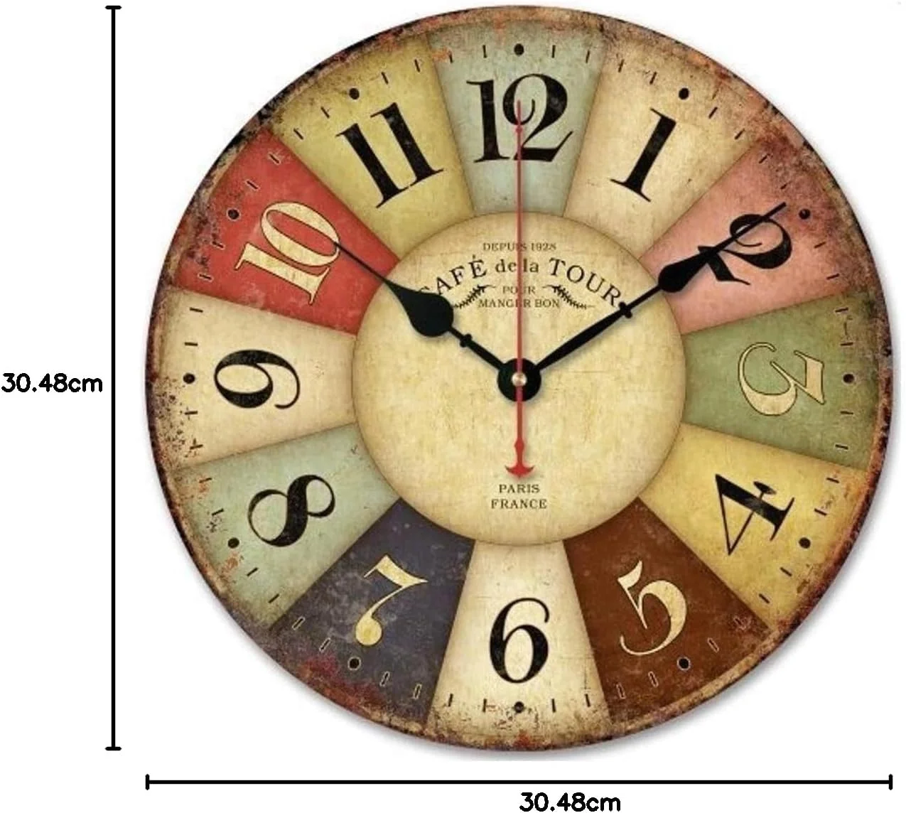ساعت دیواری چوبی رترو 12 اینچی روبیک، دکوراسیون خانه روستایی، ساعت دیواری بزرگ تزئینی بدون صدا - با باتری کار می کند - سبک عتیقه، وینتیج، روستایی، رنگارنگ توسکانی - پاریس ساعت دیواری چوبی رترو 12 اینچی روبیک، دکوراسیون خانه روستایی، ساعت دیواری بزرگ تزئینی بدون صدا - با باتری کار می کند - سبک عتیقه، وینتیج، روستایی، رنگارنگ توسکانی - پاریس
