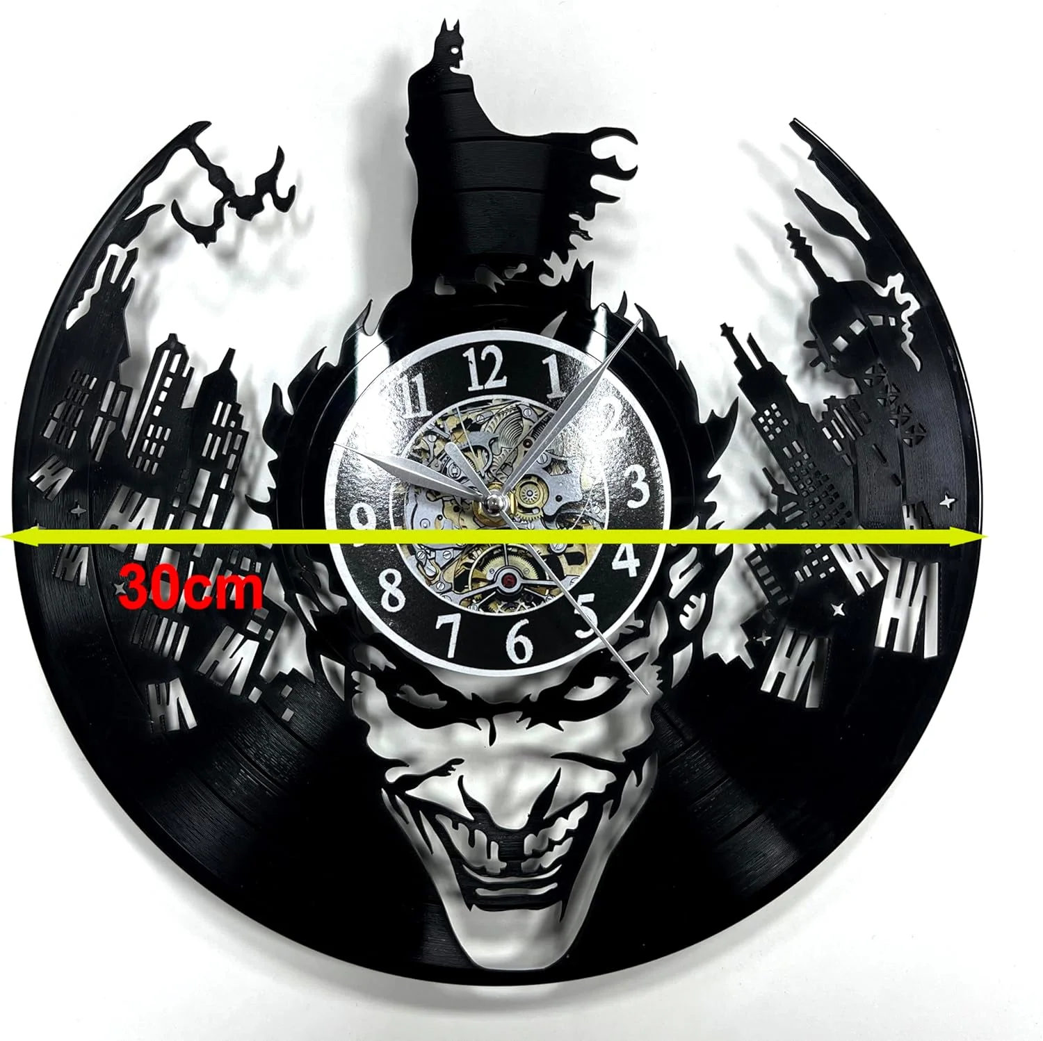 ساعت دیواری روبیک 12 اینچی، ساعت تزئینی بزرگ گرد طرح شهر بتمن و جوکر از جنس وینیل برای دکوراسیون اتاق نشیمن، آشپزخانه، اتاق خواب و دفتر کار - مشکی ساعت دیواری روبیک 12 اینچی، ساعت تزئینی بزرگ گرد طرح شهر بتمن و جوکر از جنس وینیل برای دکوراسیون اتاق نشیمن، آشپزخانه، اتاق خواب و دفتر کار - مشکی