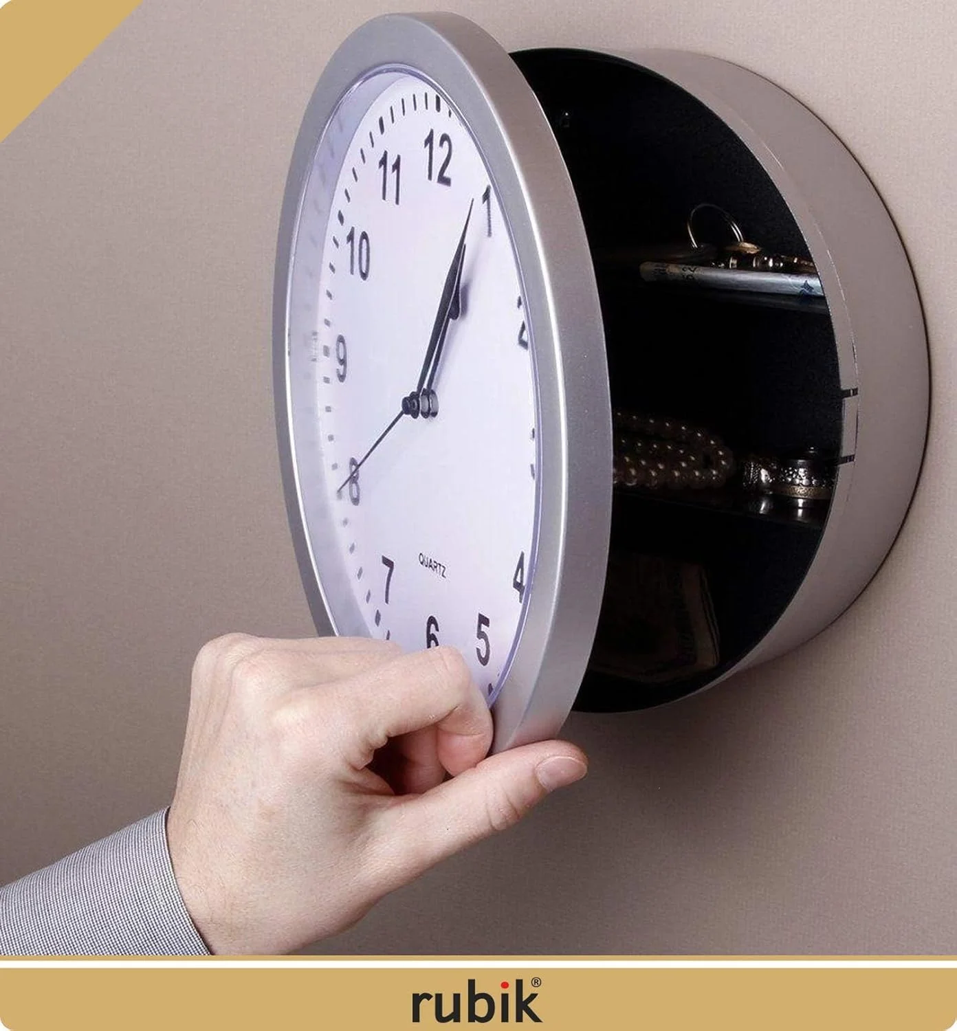 ساعت دیواری روبیک با محفظه امن مخفی، ساعت گرد 10 اینچی با اعداد بزرگ مشکی برای خانه، تزئینات آشپزخانه ساعت دیواری روبیک با محفظه امن مخفی، ساعت گرد 10 اینچی با اعداد بزرگ مشکی برای خانه، تزئینات آشپزخانه