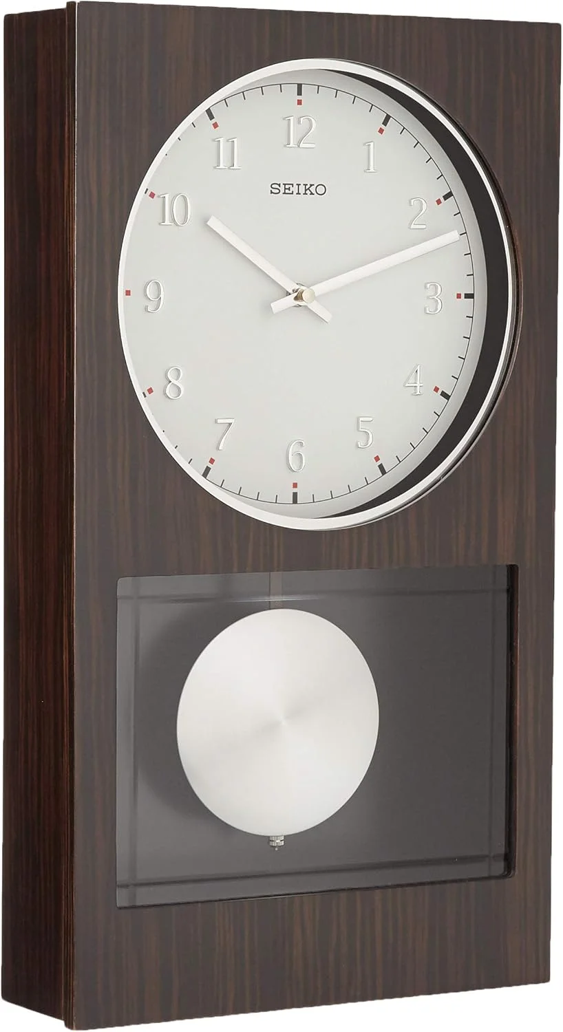 ساعت دیواری چوبی تیره مدرن سیکو با پاندول و زنگ دوگانه