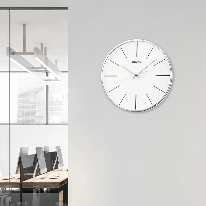 ساعت دیواری سیکو QXA634A با بدنه پلاستیکی، عقربه ثانیه شمار روان، نقره ای، 35x300 میلی متر