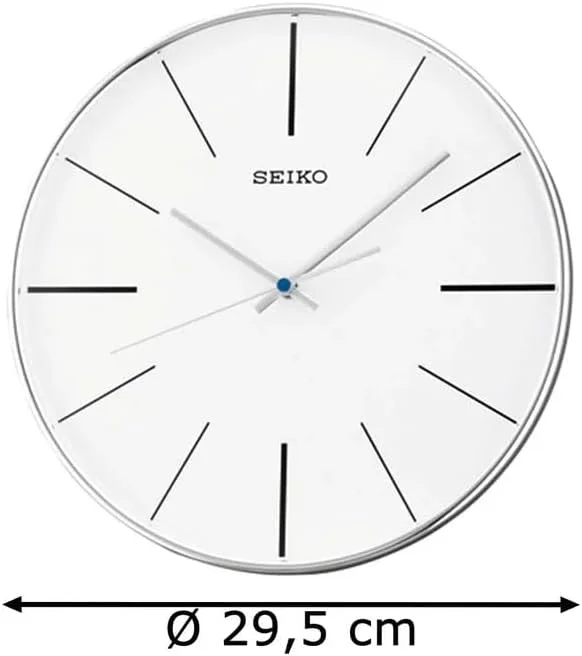 ساعت دیواری سیکو QXA634A با بدنه پلاستیکی، عقربه ثانیه شمار روان، نقره ای، 35x300 میلی متر