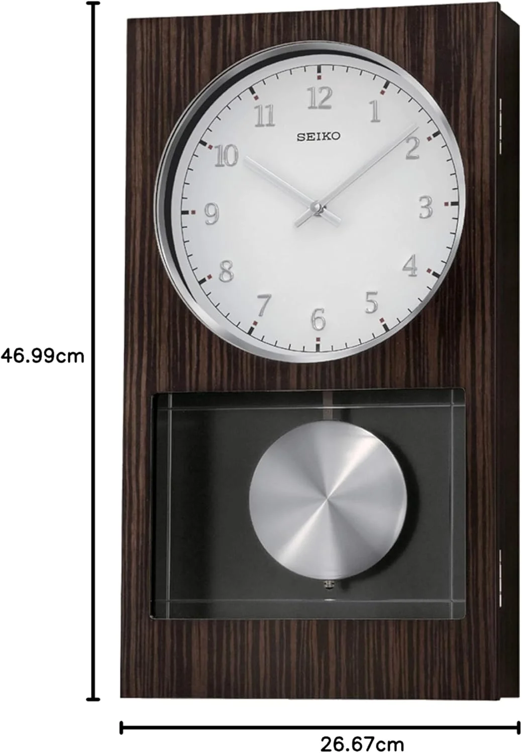 ساعت دیواری چوبی تیره مدرن سیکو با پاندول و زنگ دوگانه ساعت دیواری چوبی تیره مدرن سیکو با پاندول و زنگ دوگانه