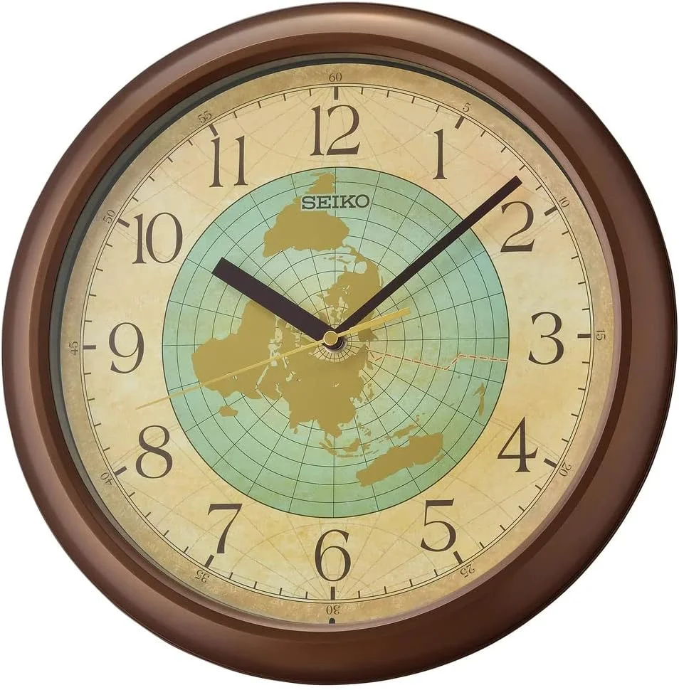 ساعت دیواری کره زمین سیکو، قهوه ای متالیک ساعت دیواری کره زمین سیکو، قهوه ای متالیک