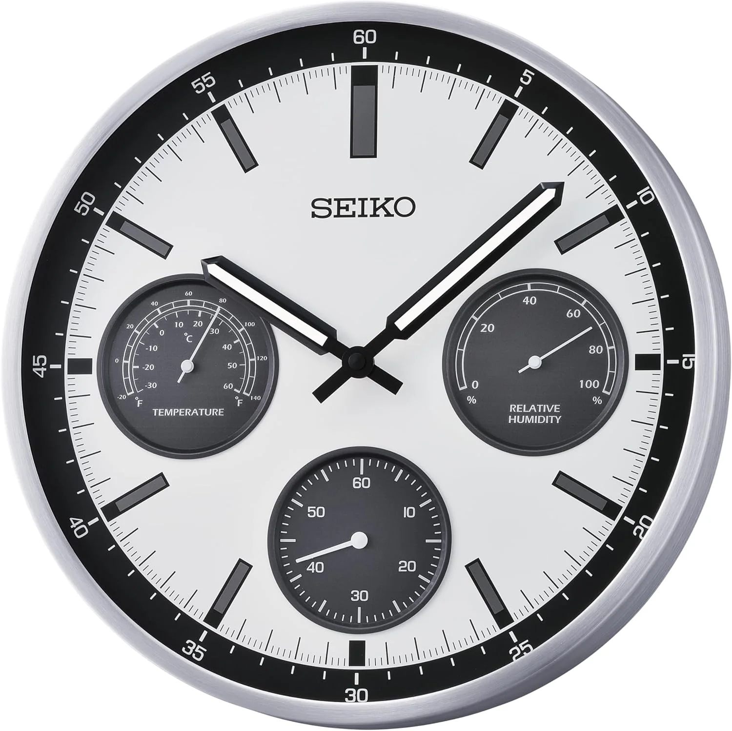 ساعت دیواری بدون صدا SEIKO Shelby، نقره ای، 13 اینچ ساعت دیواری بدون صدا SEIKO Shelby، نقره ای، 13 اینچ