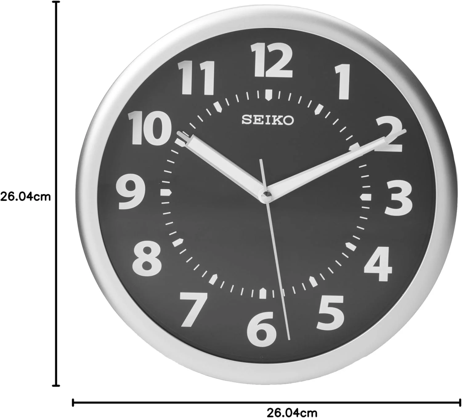 ساعت دیواری سیکو بدنه فلزی نقره ای رنگ با اعداد شب تاب ساعت دیواری سیکو بدنه فلزی نقره ای رنگ با اعداد شب تاب