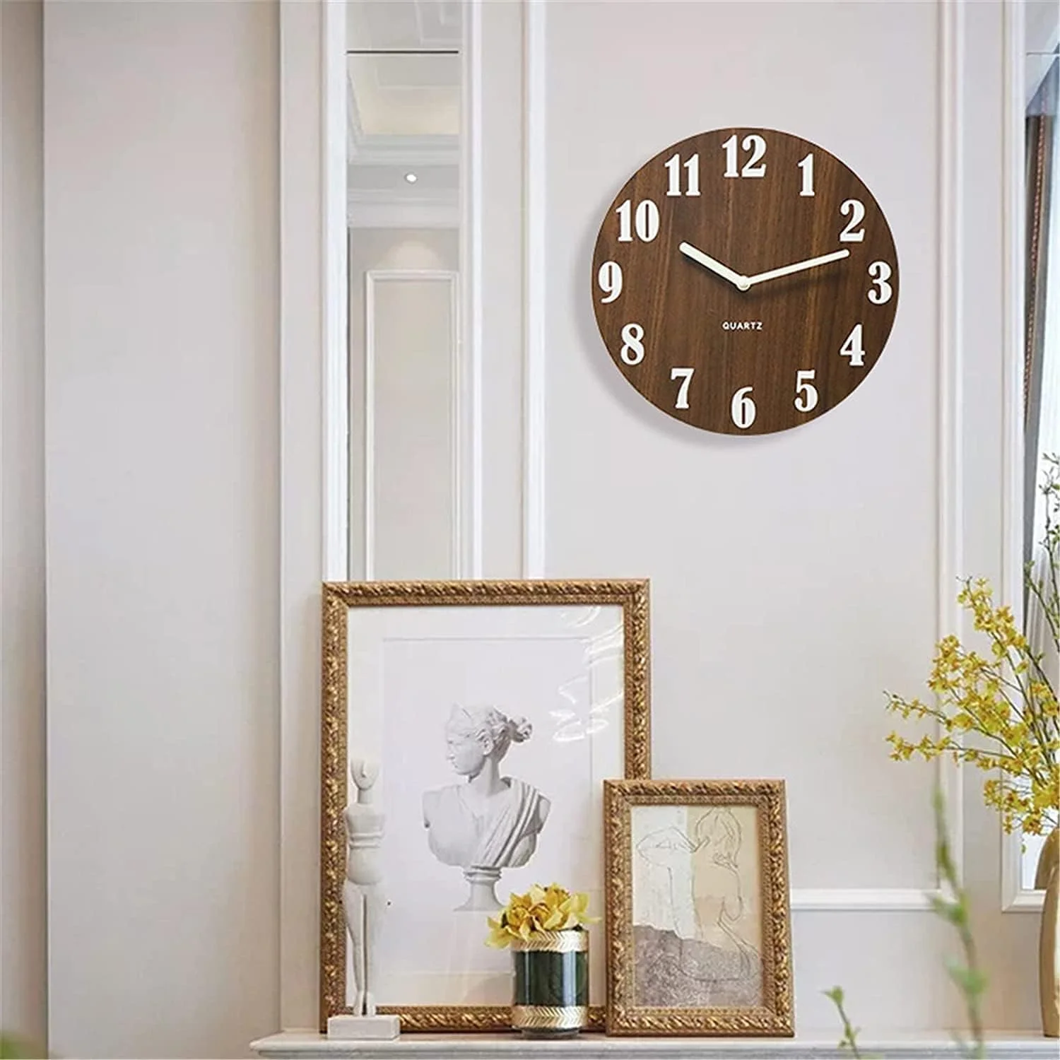 ساعت دیواری شب‌تاب X spring، ساعت دیواری چوبی بی‌صدا، ساعت دیواری بزرگ با اعداد و عقربه‌های شب‌تاب، ساعت دیواری گرد برای اتاق خواب، اتاق نشیمن، کلاس درس، حمام، آشپزخانه