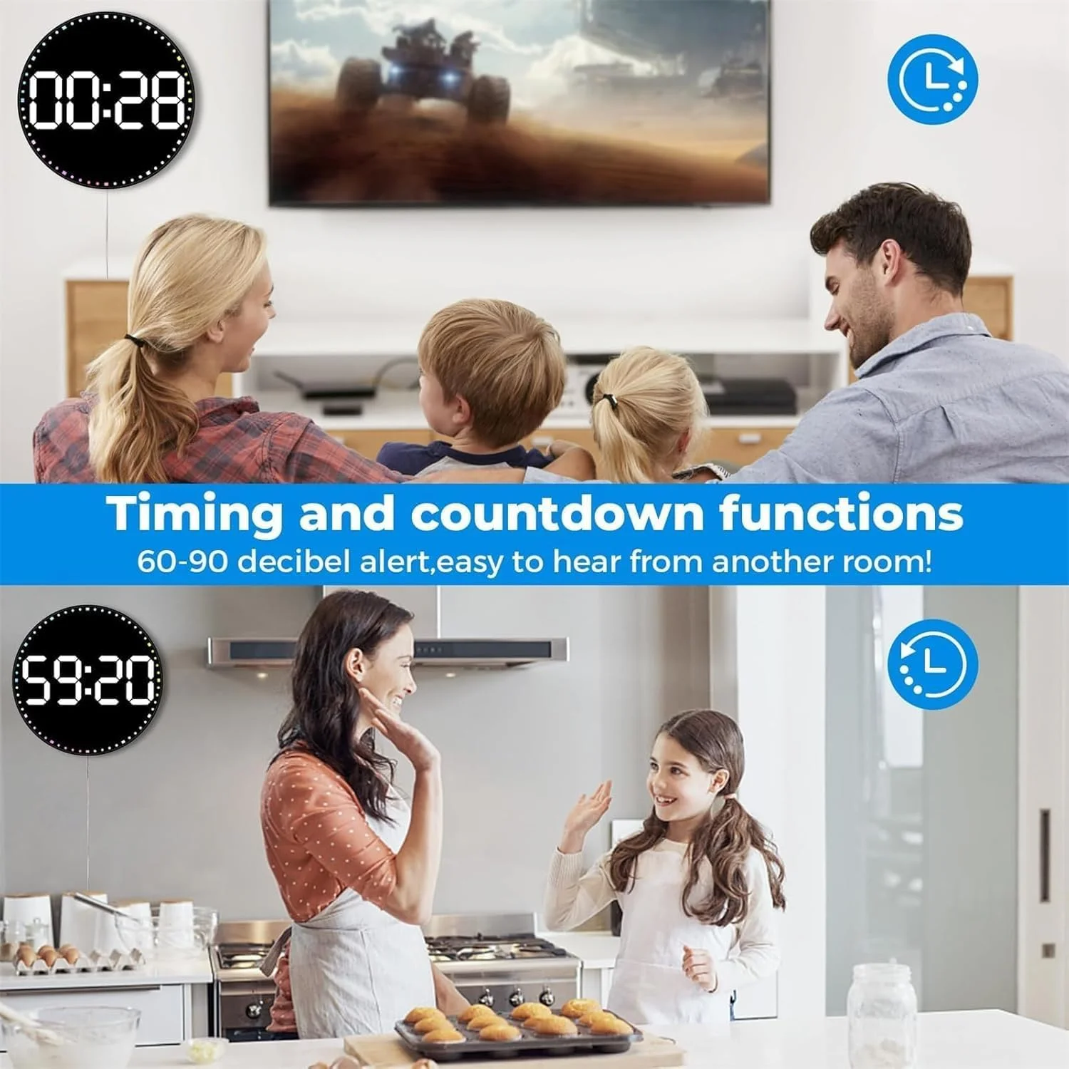 ساعت دیواری دیجیتال X spring، ساعت دیجیتال LED کم مصرف با قابلیت تنظیم نور خودکار، نمایش زمان، دما و تاریخ با فرمت 12/24 ساعته، ساعت عالی برای اتاق خواب، دفتر کار، گاراژ، مشکی