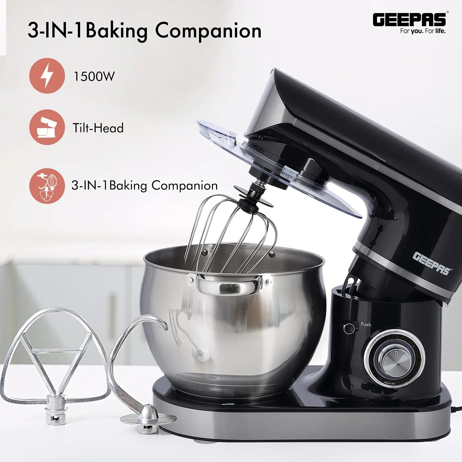 میکسر ایستاده 1500 وات جیپاس با کاسه استیل ضد زنگ 8.5 لیتری - ایده آل برای نان و خمیر | 6 سرعت پالس، دکمه خروج همزن، قلاب خمیرزن، 2 سال گارانتی، چند رنگ، Gsm43040 میکسر ایستاده 1500 وات جیپاس با کاسه استیل ضد زنگ 8.5 لیتری - ایده آل برای نان و خمیر | 6 سرعت پالس، دکمه خروج همزن، قلاب خمیرزن، 2 سال گارانتی، چند رنگ، Gsm43040