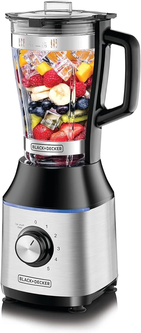 مخلوط کن پرسرعت 700 وات بلک اند دکر مدل BX650G-B5 با پارچ شیشه ای، مشکی/نقره ای، 2 سال گارانتی