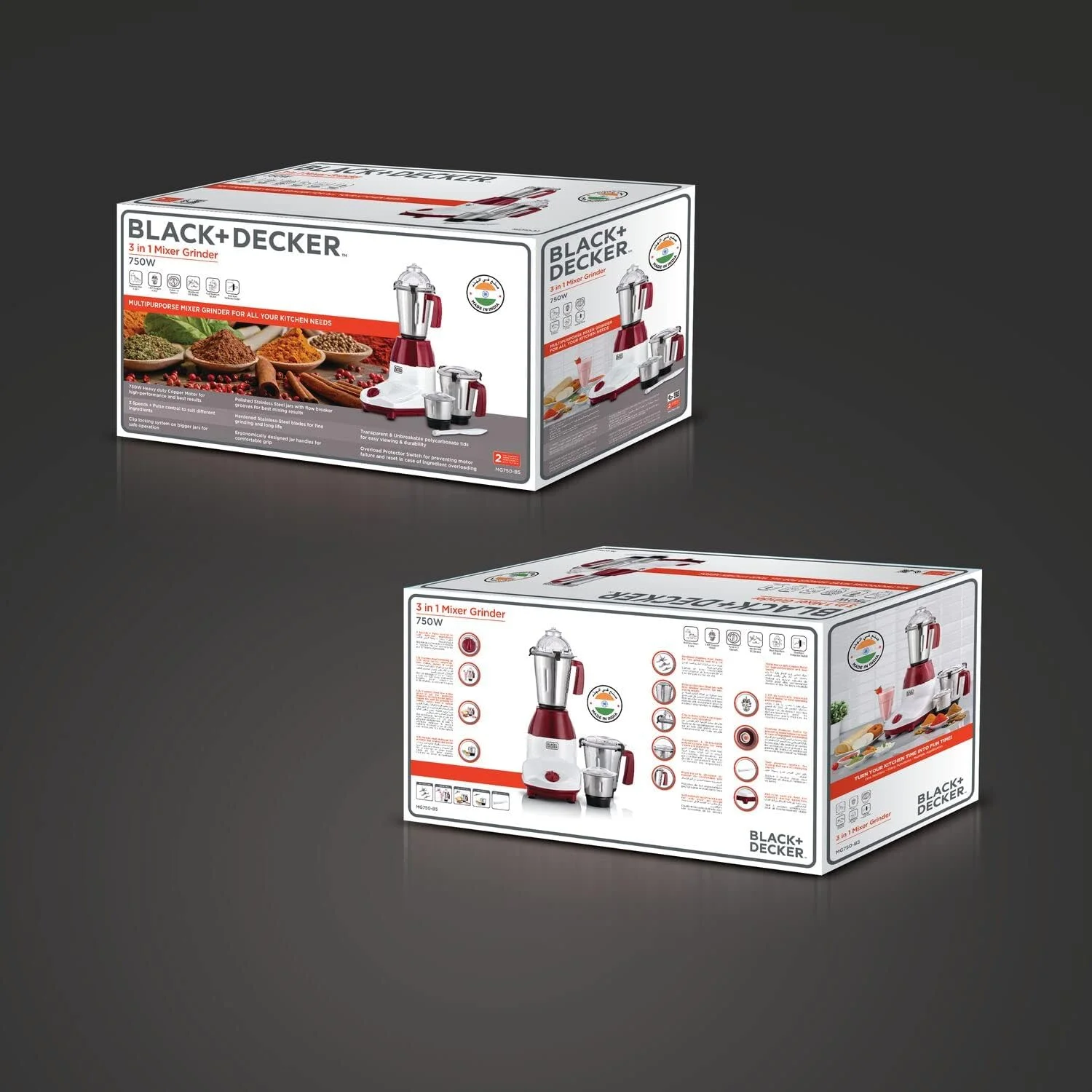 مخلوط کن آسیاب 3 در 1 بلک اند دکر 750 وات با 3 مجموعه شیشه: مخلوط کن، آسیاب مرطوب خشک و شیشه چاتنی مدل MG750-B5 مخلوط کن آسیاب 3 در 1 بلک اند دکر 750 وات با 3 مجموعه شیشه: مخلوط کن، آسیاب مرطوب خشک و شیشه چاتنی مدل MG750-B5