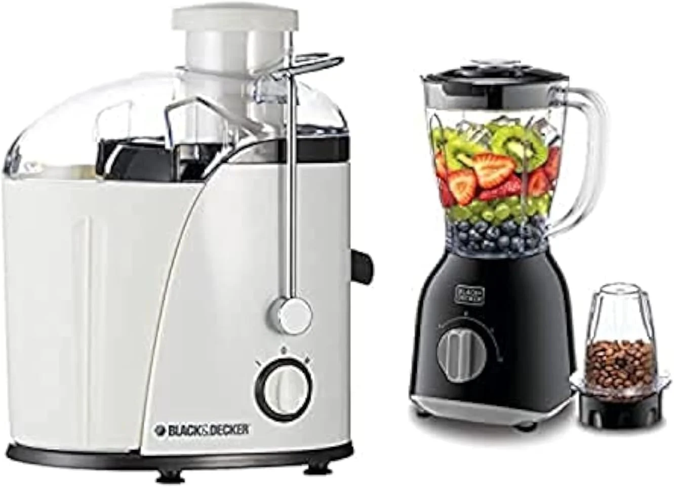 آبمیوه گیری 400 وات بلک اند دکر با دهانه عریض + مخلوط کن 400 وات 1.0 لیتری با 2 عدد آسیاب مخلوط کن