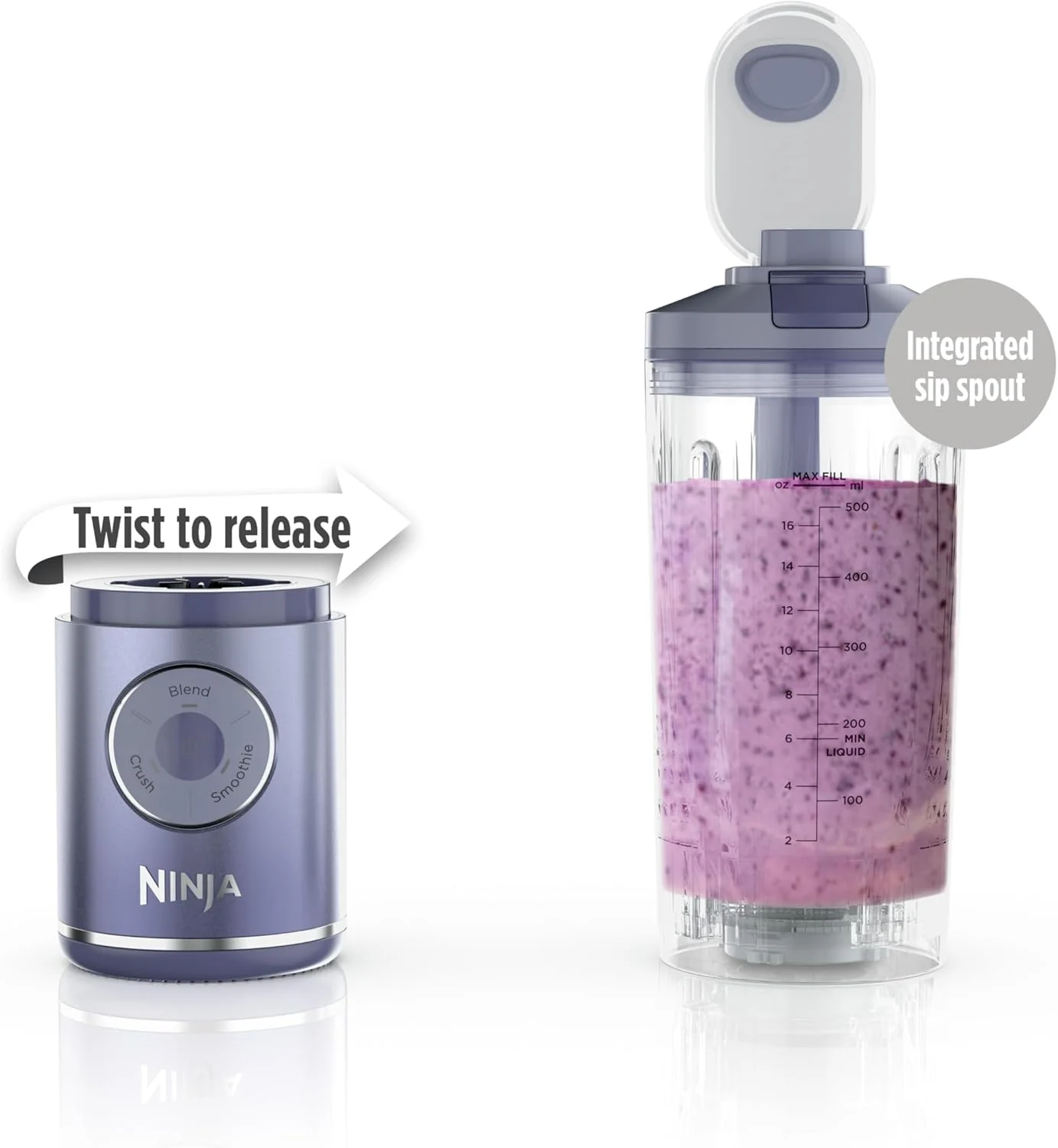 مخلوط کن قابل حمل نینجا بلاست مکس + پیچ و برو، اسموتی ساز شخصی، مخلوط کن، خرد کن یخ، 3 برنامه، بی سیم، ظرف جداشدنی 650 میلی لیتری، قابل شستشو در ماشین ظرفشویی، ضد نشت، اسطوخودوس، BC251LD مخلوط کن قابل حمل نینجا بلاست مکس + پیچ و برو، اسموتی ساز شخصی، مخلوط کن، خرد کن یخ، 3 برنامه، بی سیم، ظرف جداشدنی 650 میلی لیتری، قابل شستشو در ماشین ظرفشویی، ضد نشت، اسطوخودوس، BC251LD