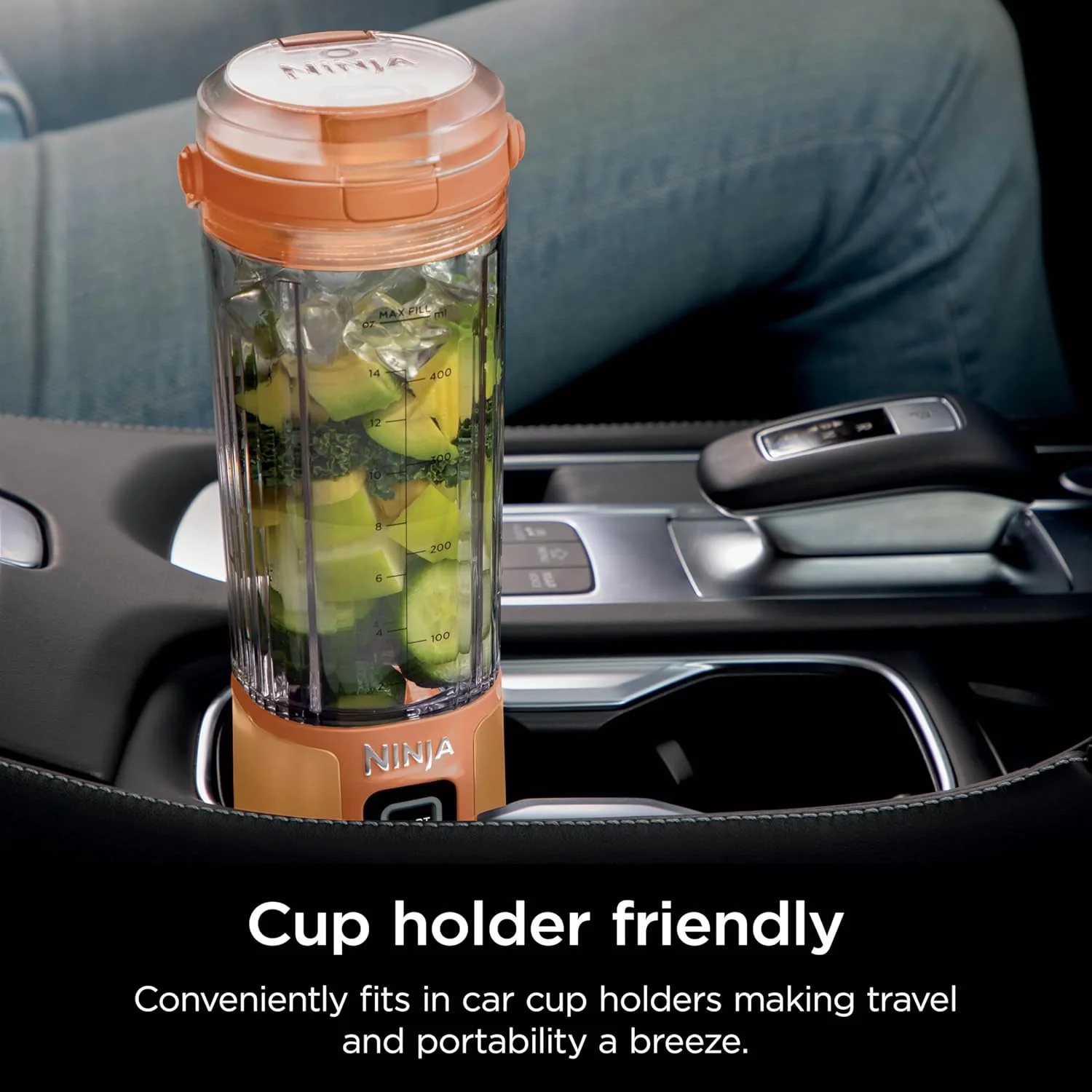 مخلوط کن قابل حمل نینجا بلاست، بی سیم، ظرف 532 میلی لیتری، مخلوط کن شخصی برای شیک و اسموتی، بدون BPA، درب ضد نشت و دهانه نوشیدنی، قابل شارژ با USB-C، قطعات قابل شستشو در ماشین ظرفشویی، زردآلوی نارنجی، BC151AO