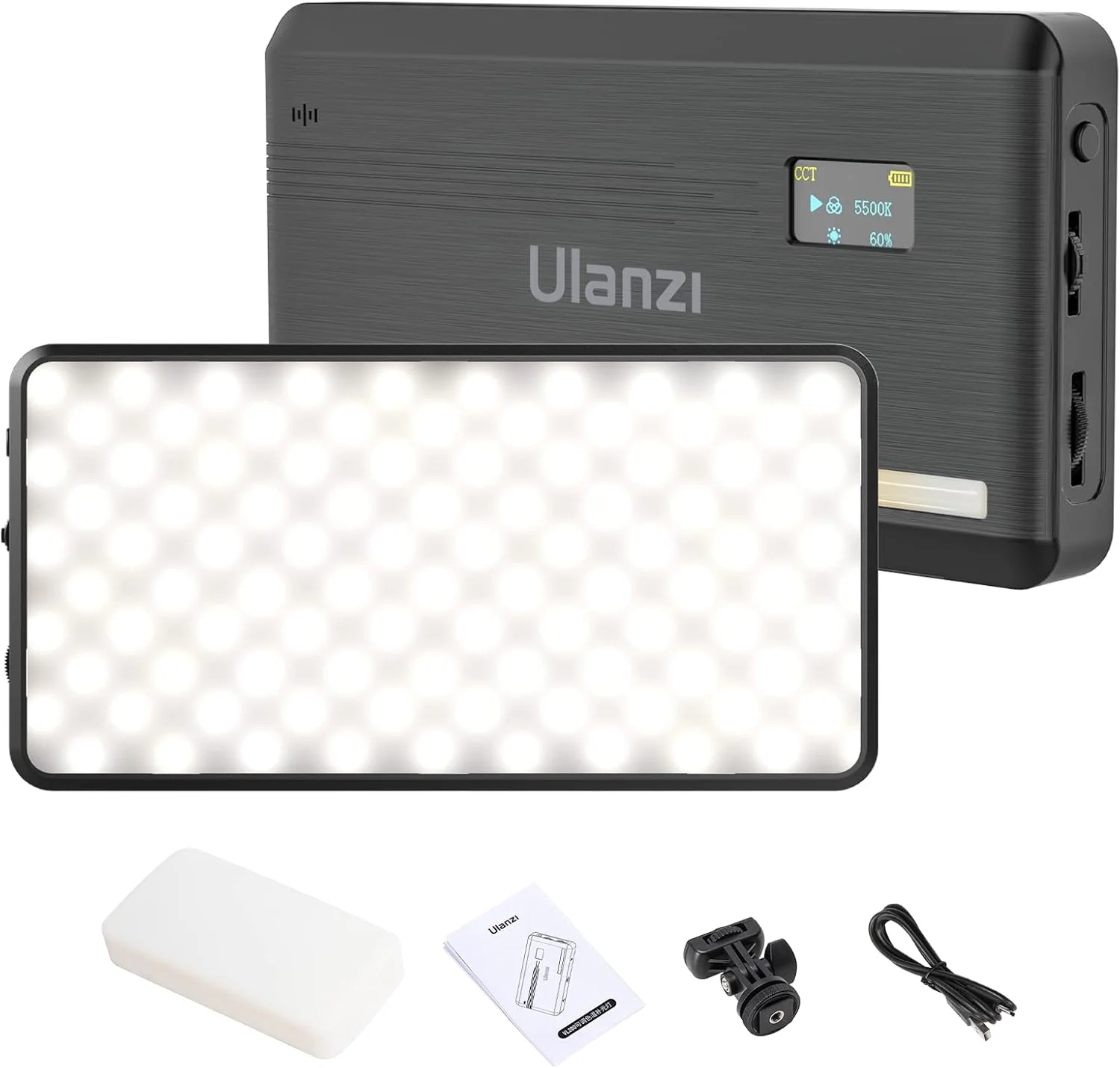 نور ویدئویی LED دو رنگ ULANZI VL200، نور ویدئویی روی دوربین، نور کوچک دوربین 5000 میلی آمپر ساعتی قابل شارژ Type-C، نورپردازی فوق العاده روشن عکس و فیلم 2500-9000K، نور پرکننده، نورپردازی قابل حمل عکاسی