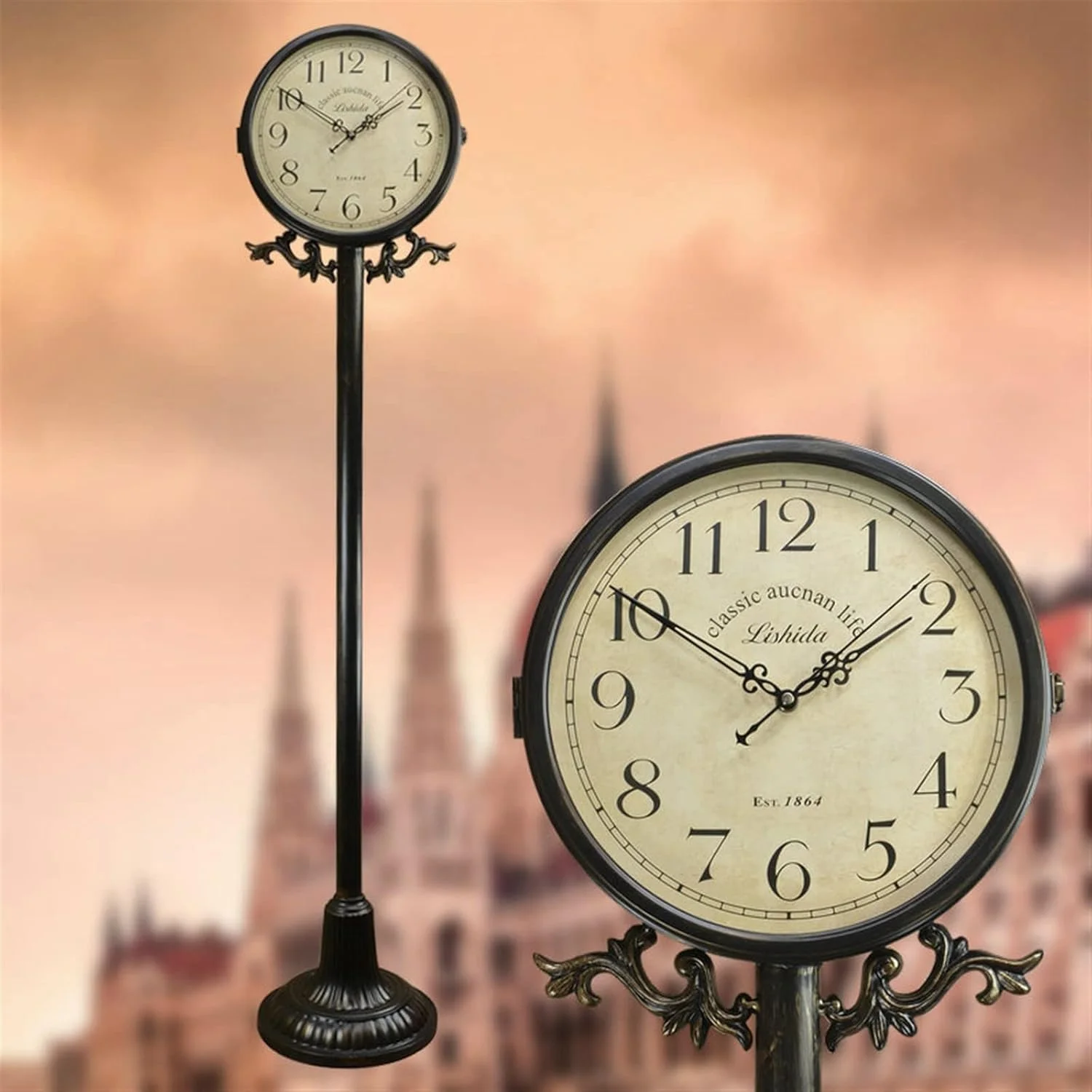 ساعت ایستاده Hhmmei2024-23، چراغ کنار مبلی رترو، نور جانبی برای اتاق نشیمن، طراحی لوکس، چراغ خواب سال نو، ساعت LED دکوراسیون منزل