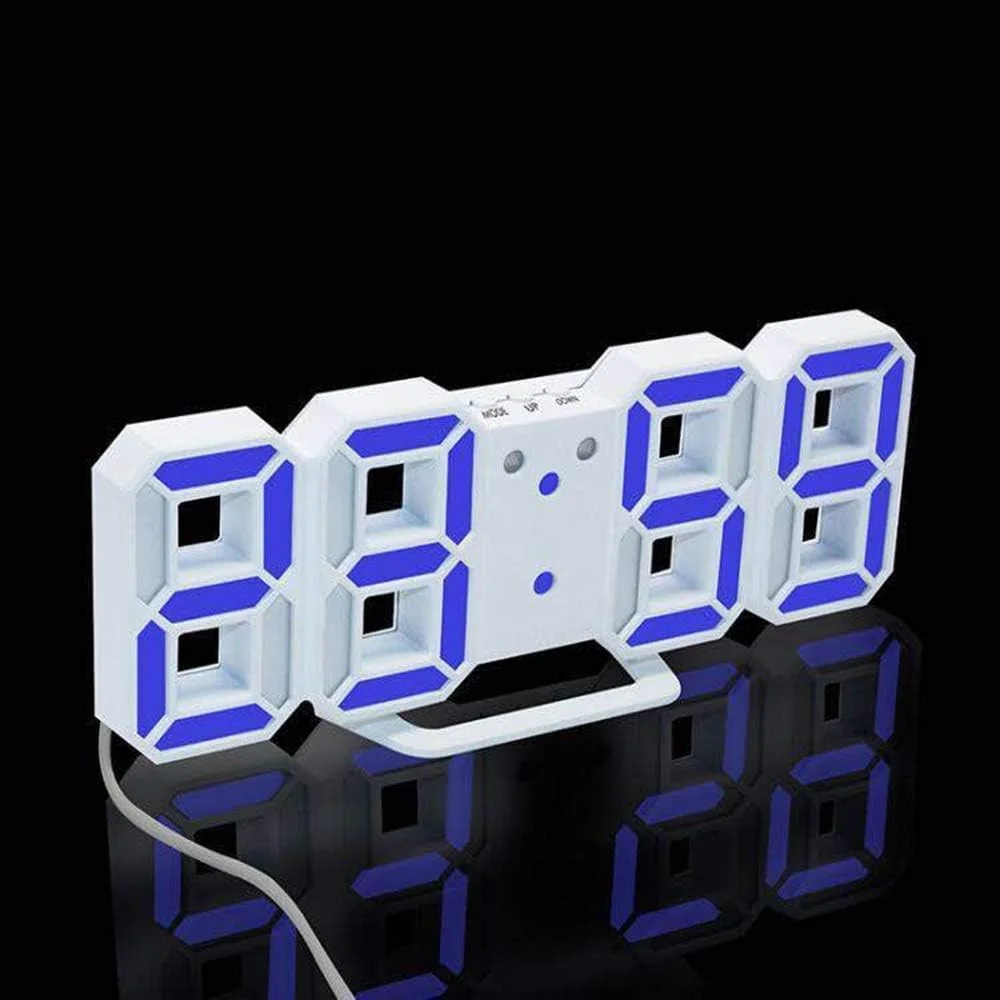 ساعت دیجیتال LED سه بعدی Walmeck با حالت شب درخشان، روشنایی قابل تنظیم، ساعت رومیزی الکترونیکی با نمایشگر 24/12 ساعته، ساعت زنگ دار قابل آویزان کردن روی دیوار