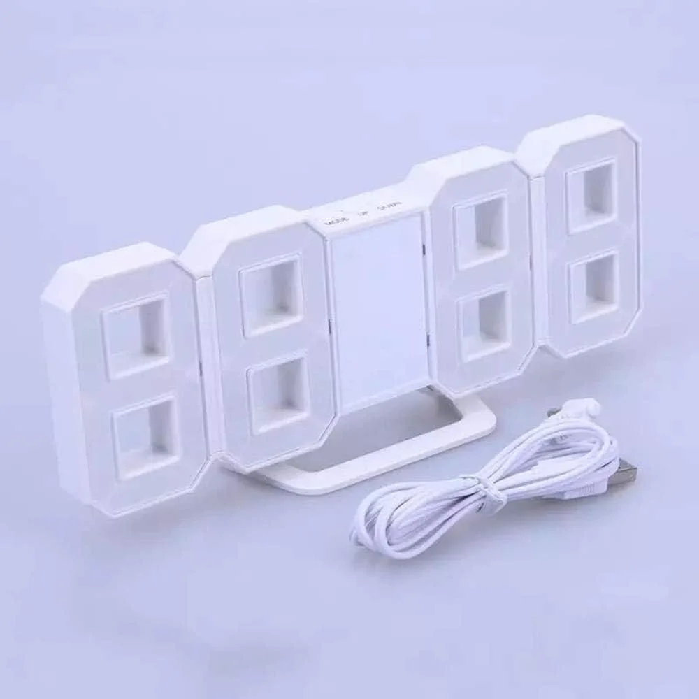 ساعت دیجیتال LED سه بعدی Walmeck با حالت شب درخشان، روشنایی قابل تنظیم، ساعت رومیزی الکترونیکی با نمایشگر 24/12 ساعته، ساعت زنگ دار قابل آویزان کردن روی دیوار