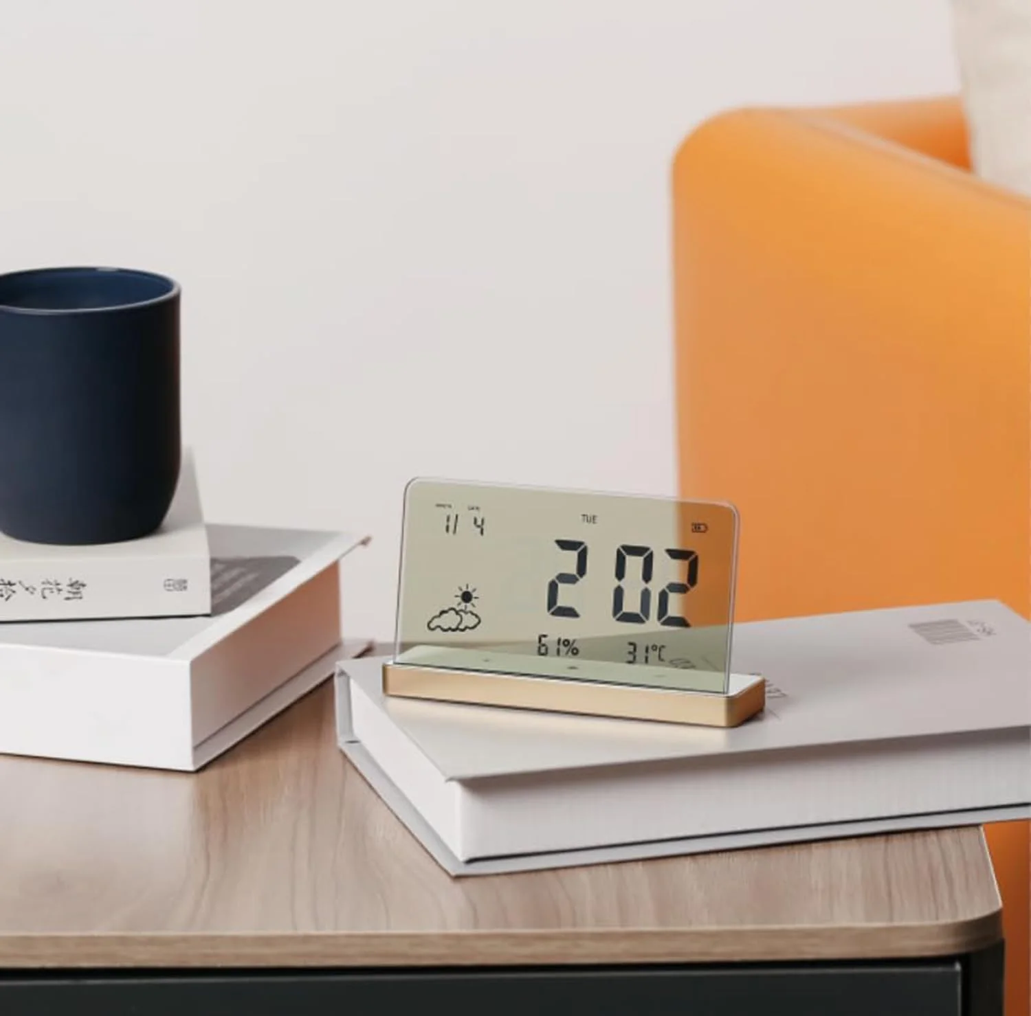 ساعت زنگ دار هوشمند KASTWAVE برای اتاق خواب، 3 زنگ قابل تنظیم، صفحه نمایش LCD واضح با دما و رطوبت، عمر باتری 40+ روز، هدیه ای برای خانه