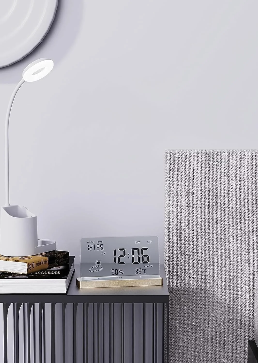 ساعت زنگ دار هوشمند KASTWAVE برای اتاق خواب، 3 زنگ قابل تنظیم، صفحه نمایش LCD واضح با دما و رطوبت، عمر باتری 40+ روز، هدیه ای برای خانه