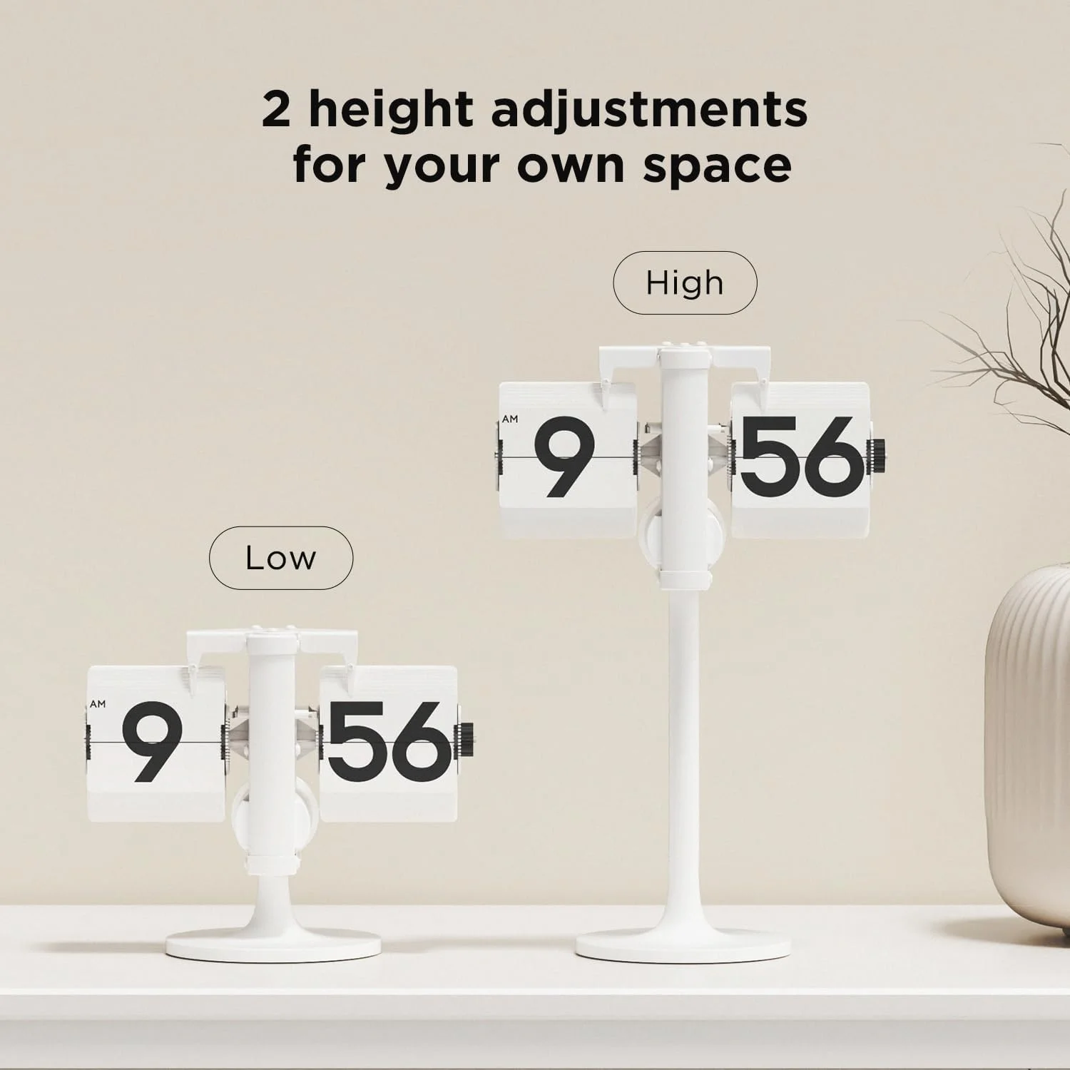 ساعت فلیپ ایستاده Mooas (سفید)